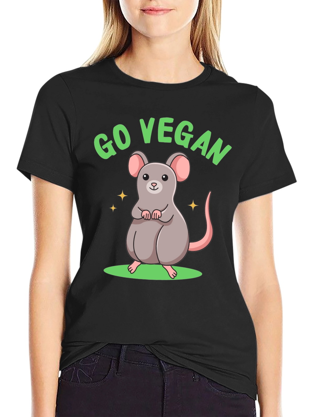 Go Vegan Rat Graphic T-Shirt
