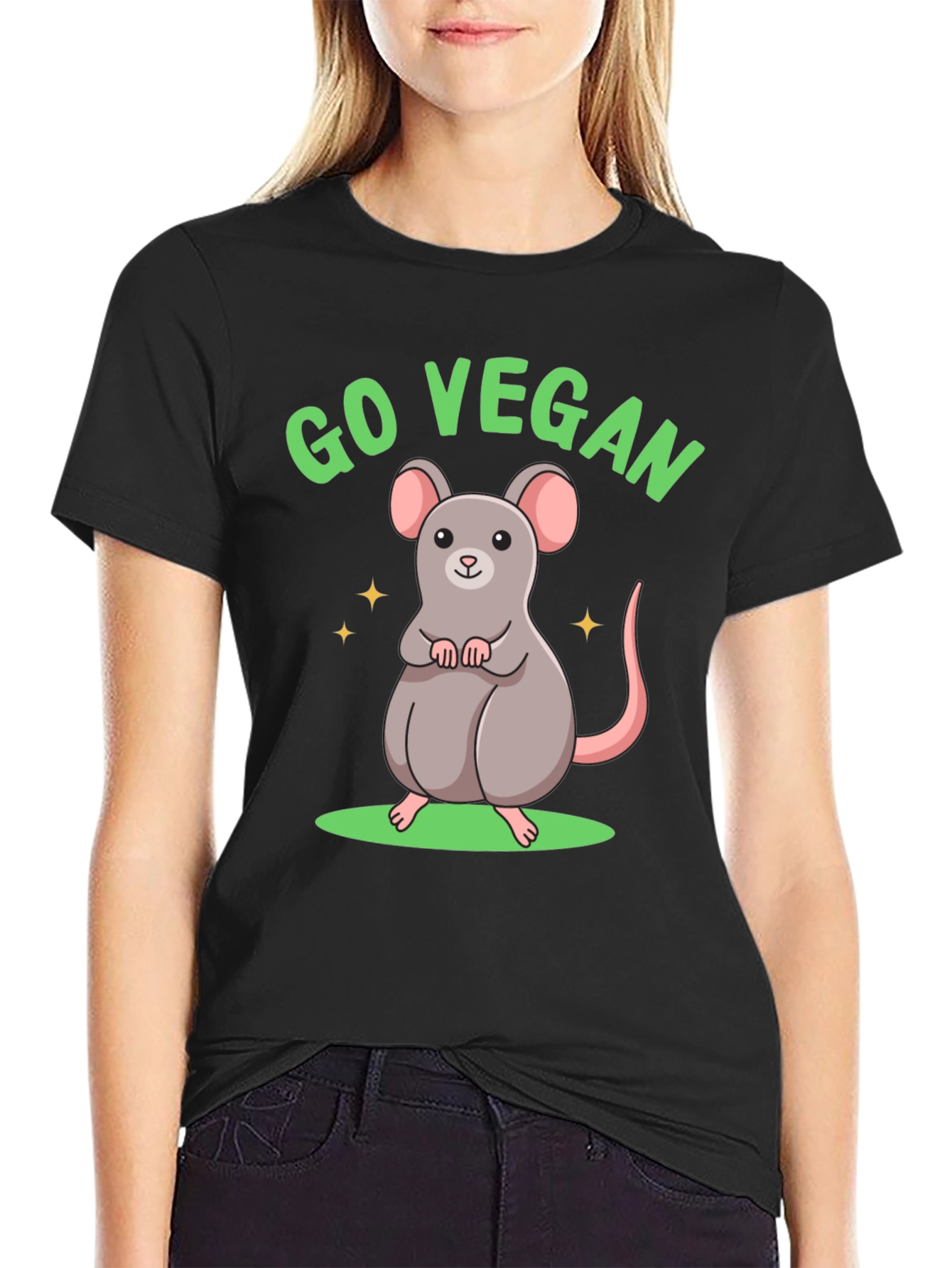 Go Vegan Rat Graphic T-Shirt