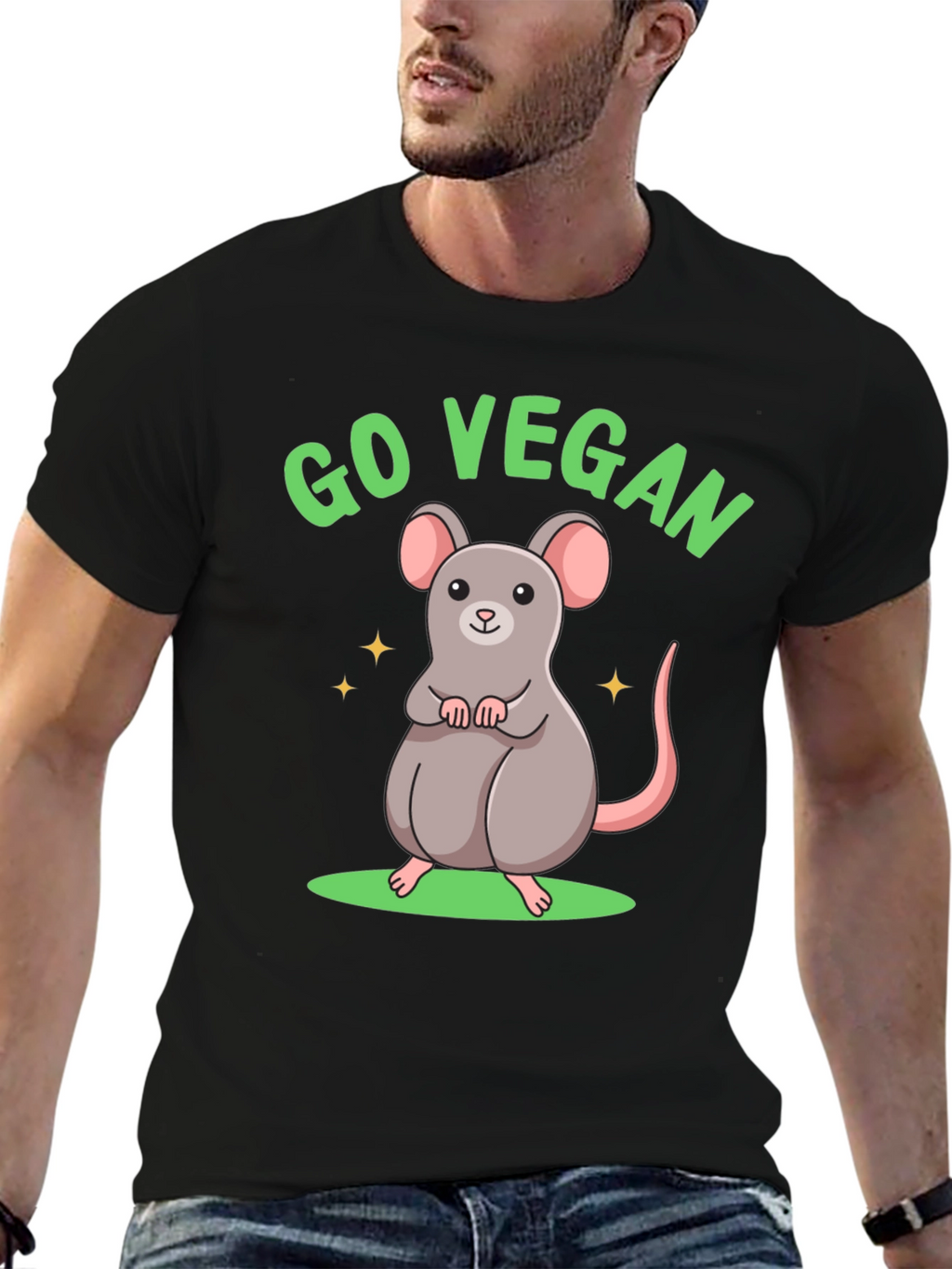 Go Vegan Rat Graphic T-Shirt