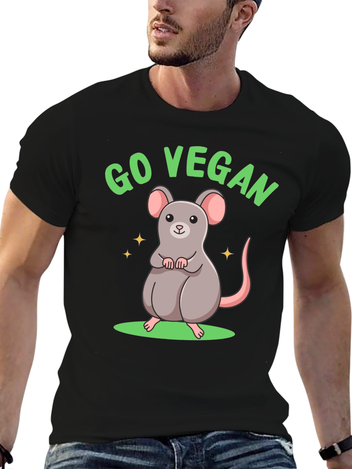 Go Vegan Rat Graphic T-Shirt