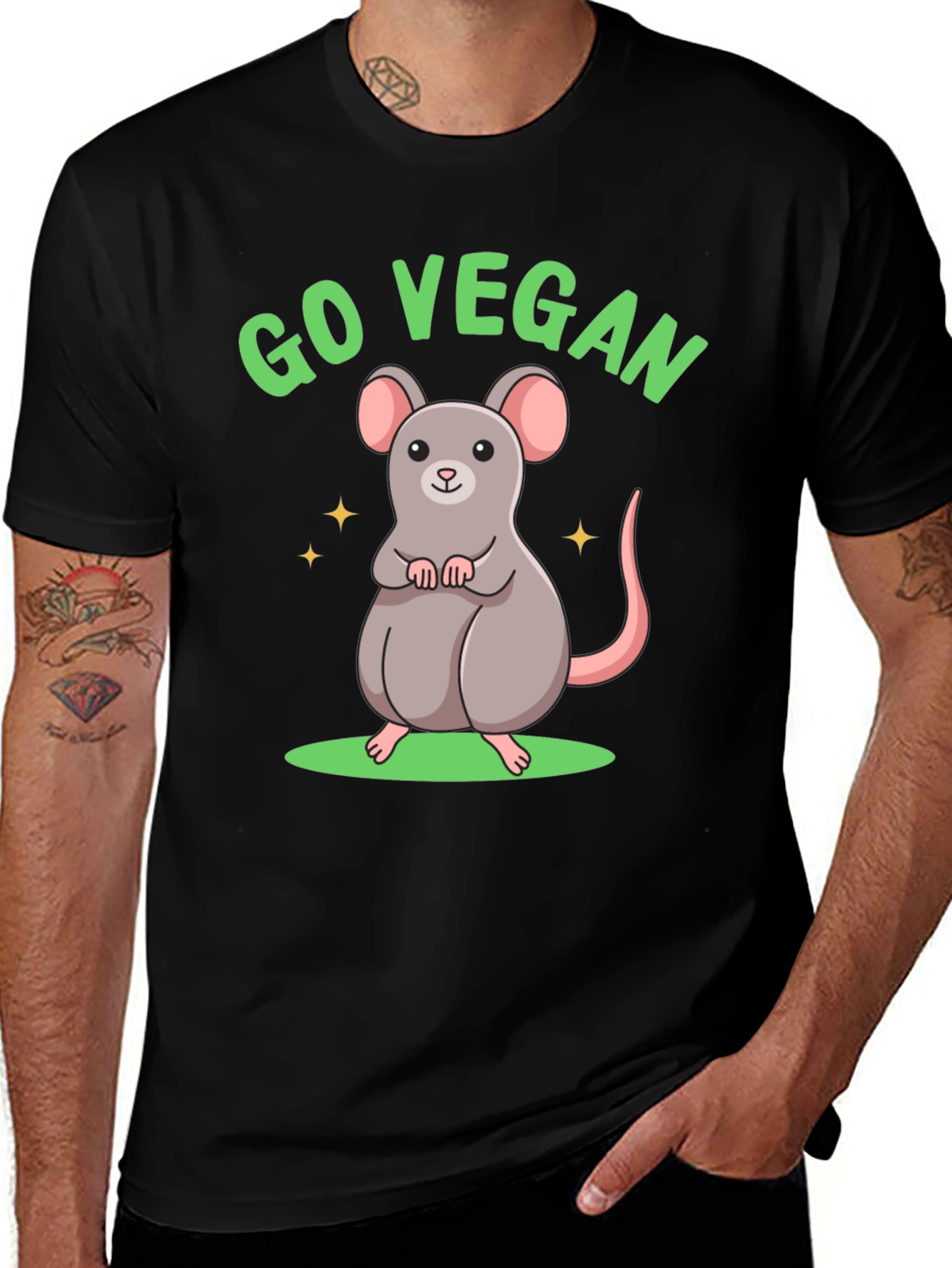 Go Vegan Rat Graphic T-Shirt