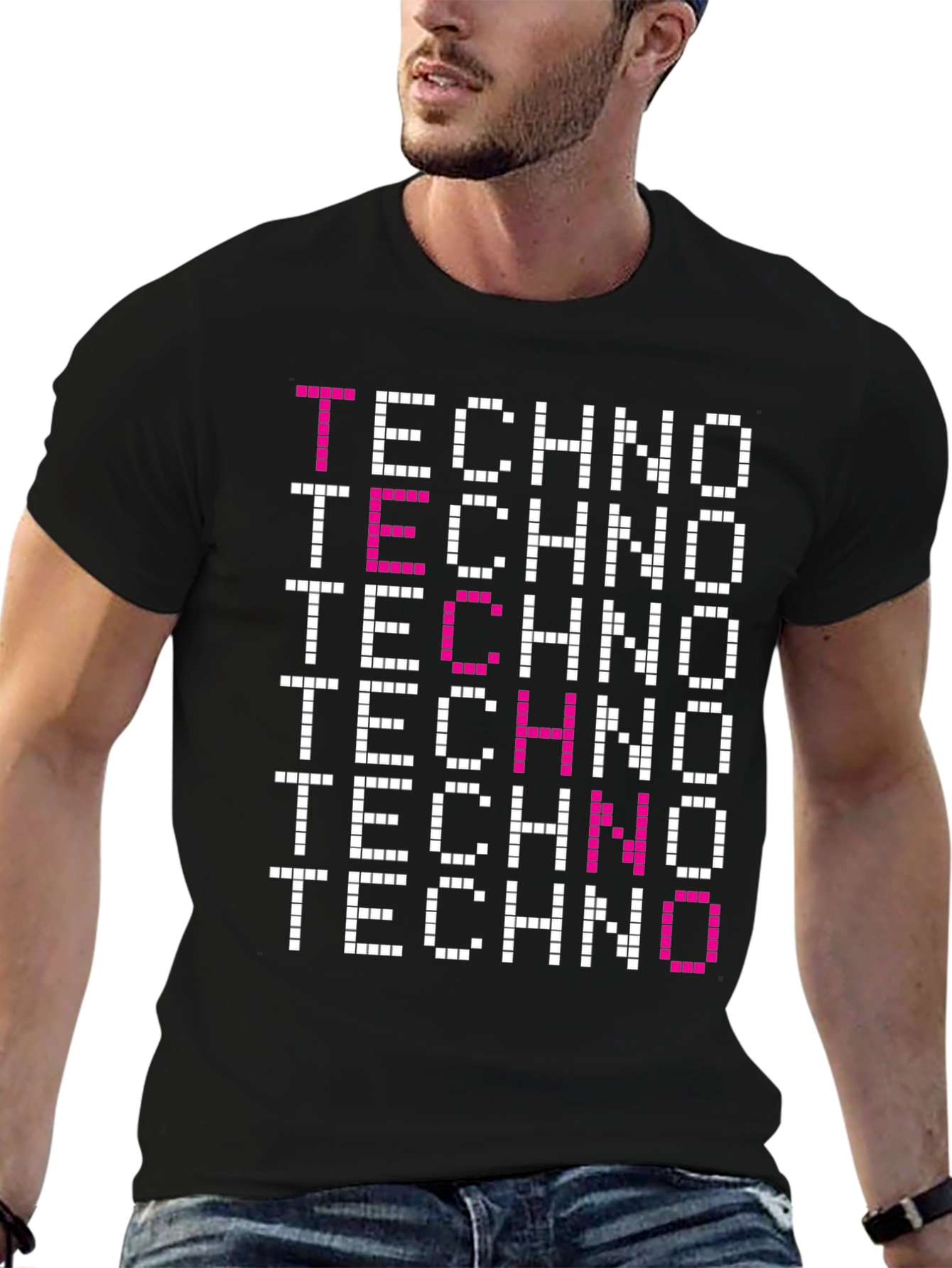 Techno Graphic Tee - Pixelated Retro Rave Shirt