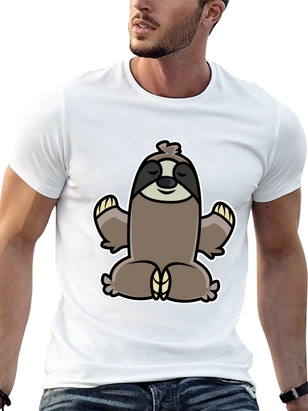 Meditating Sloth Graphic Tee - Relaxed Fit