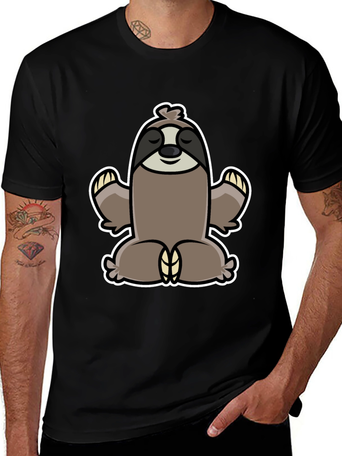 Meditating Sloth Graphic Tee - Relaxed Fit