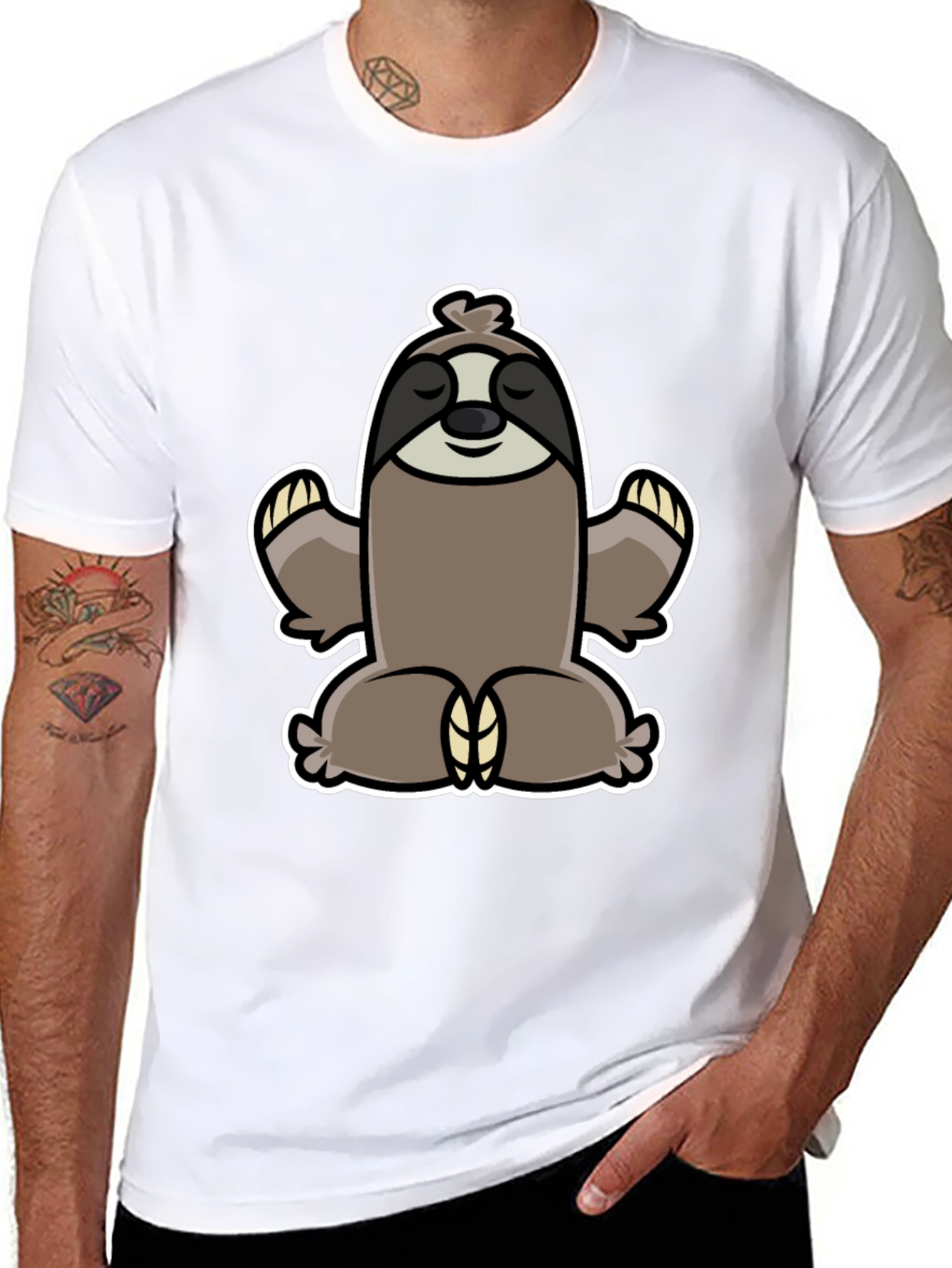 Meditating Sloth Graphic Tee - Relaxed Fit