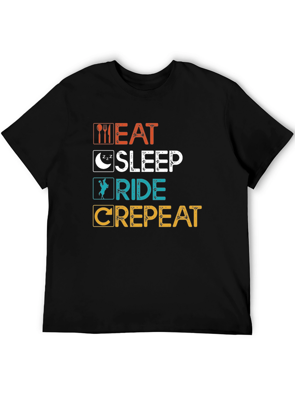 Eat Sleep Ride Crepeat Black T-Shirt
