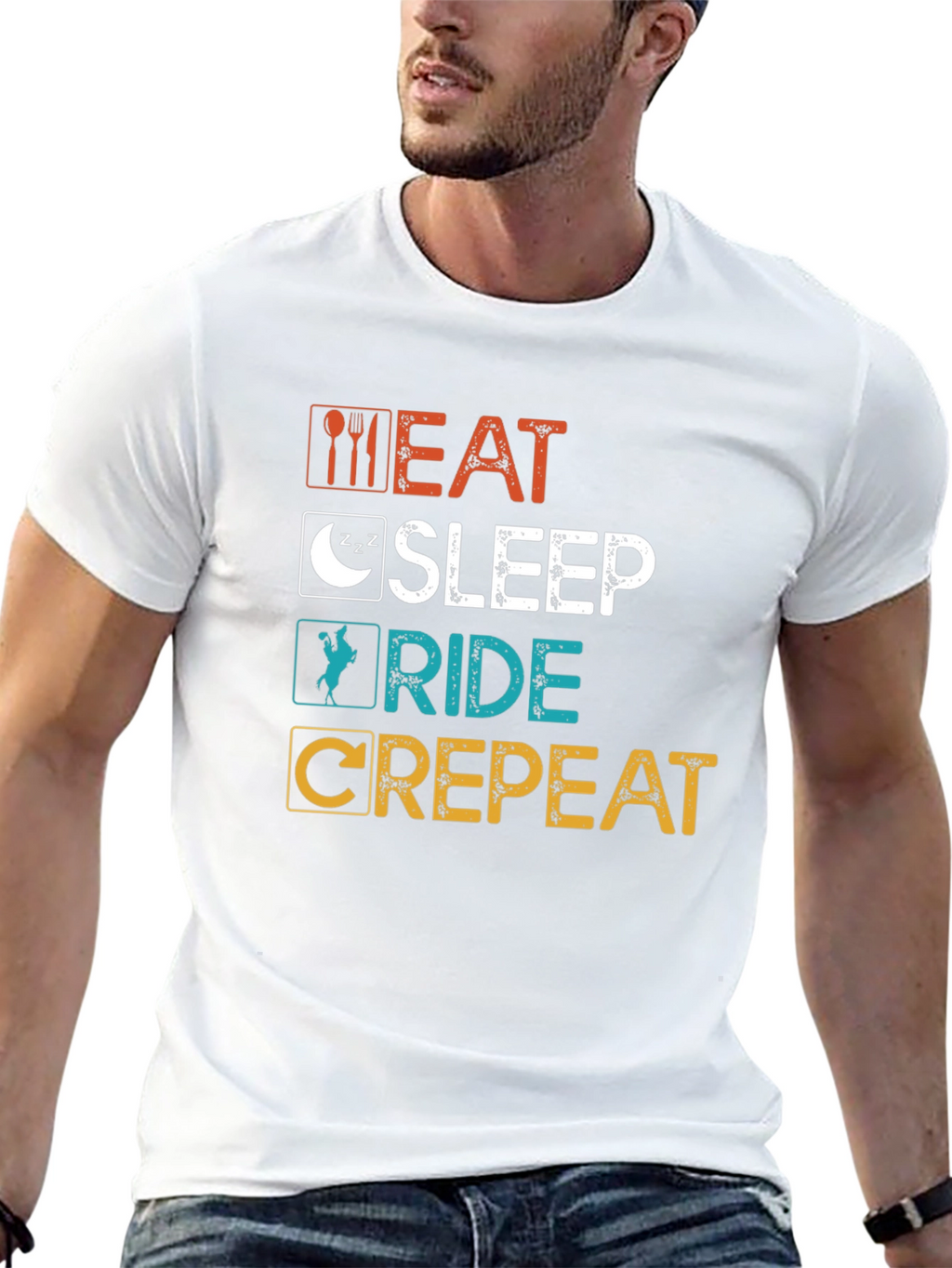 Eat Sleep Ride Crepeat Black T-Shirt