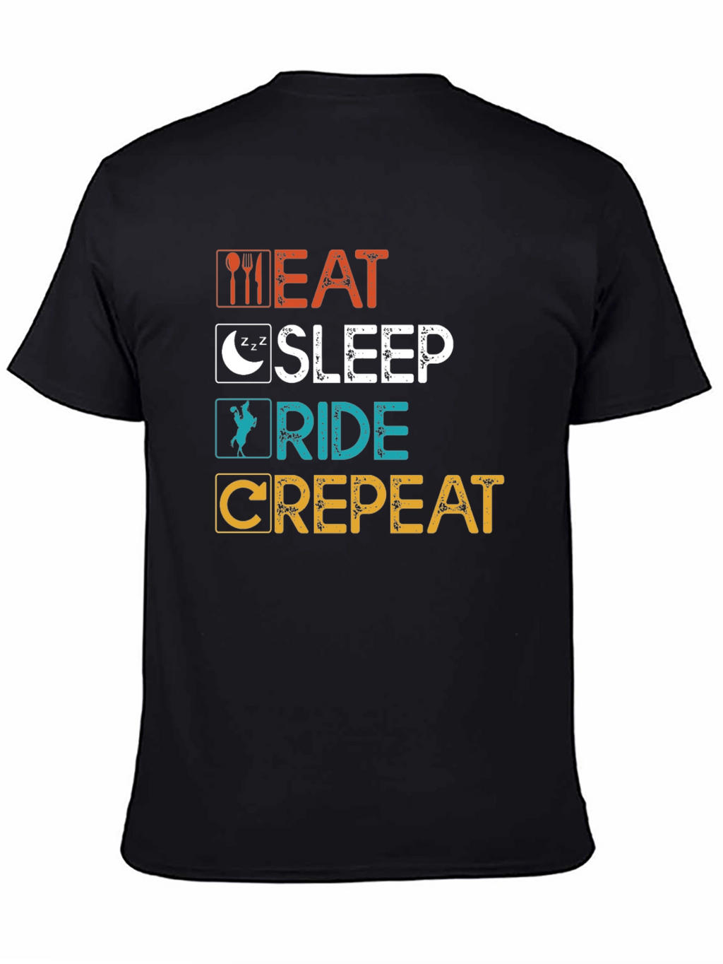 Eat Sleep Ride Crepeat Black T-Shirt