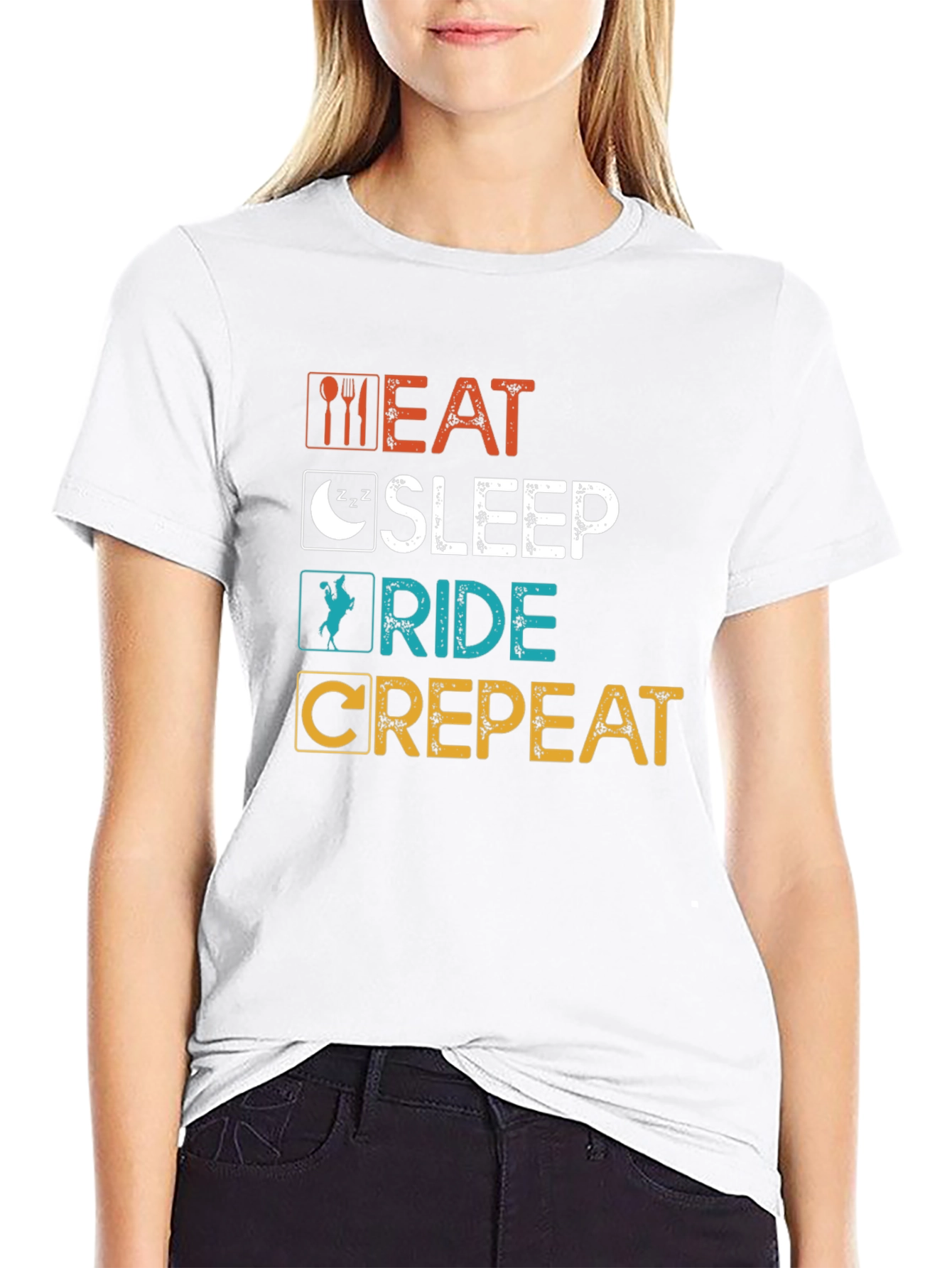 Eat Sleep Ride Crepeat Black T-Shirt