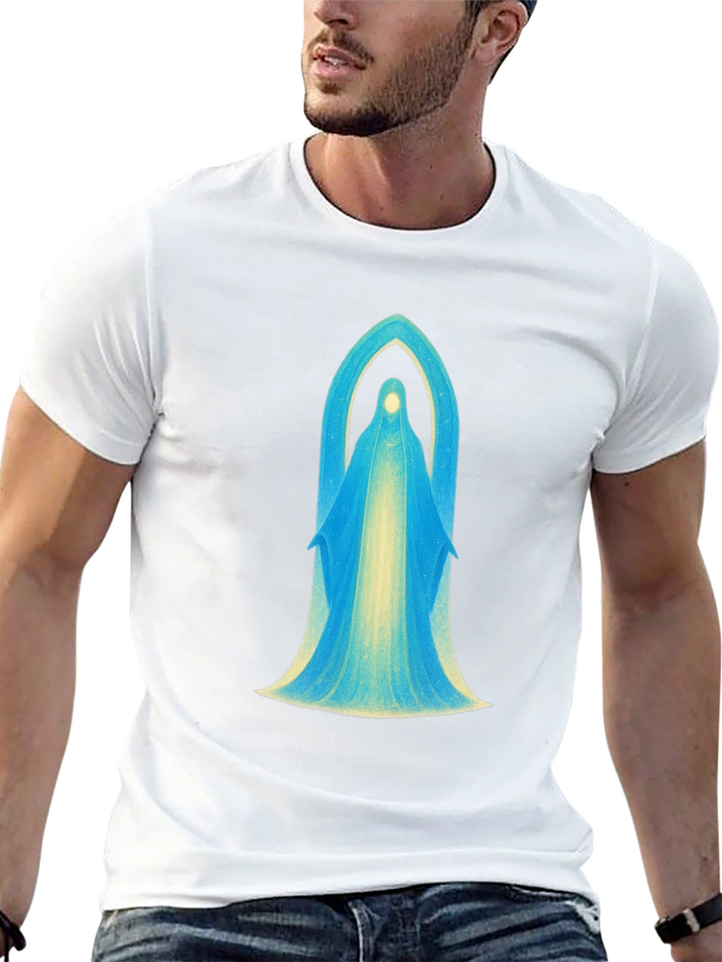 Mystical Virgin Mary Graphic Black T-Shirt