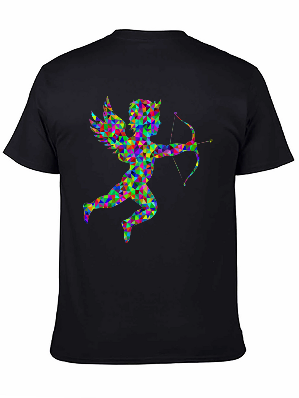 Geometric Cupid Graphic Black T-Shirt