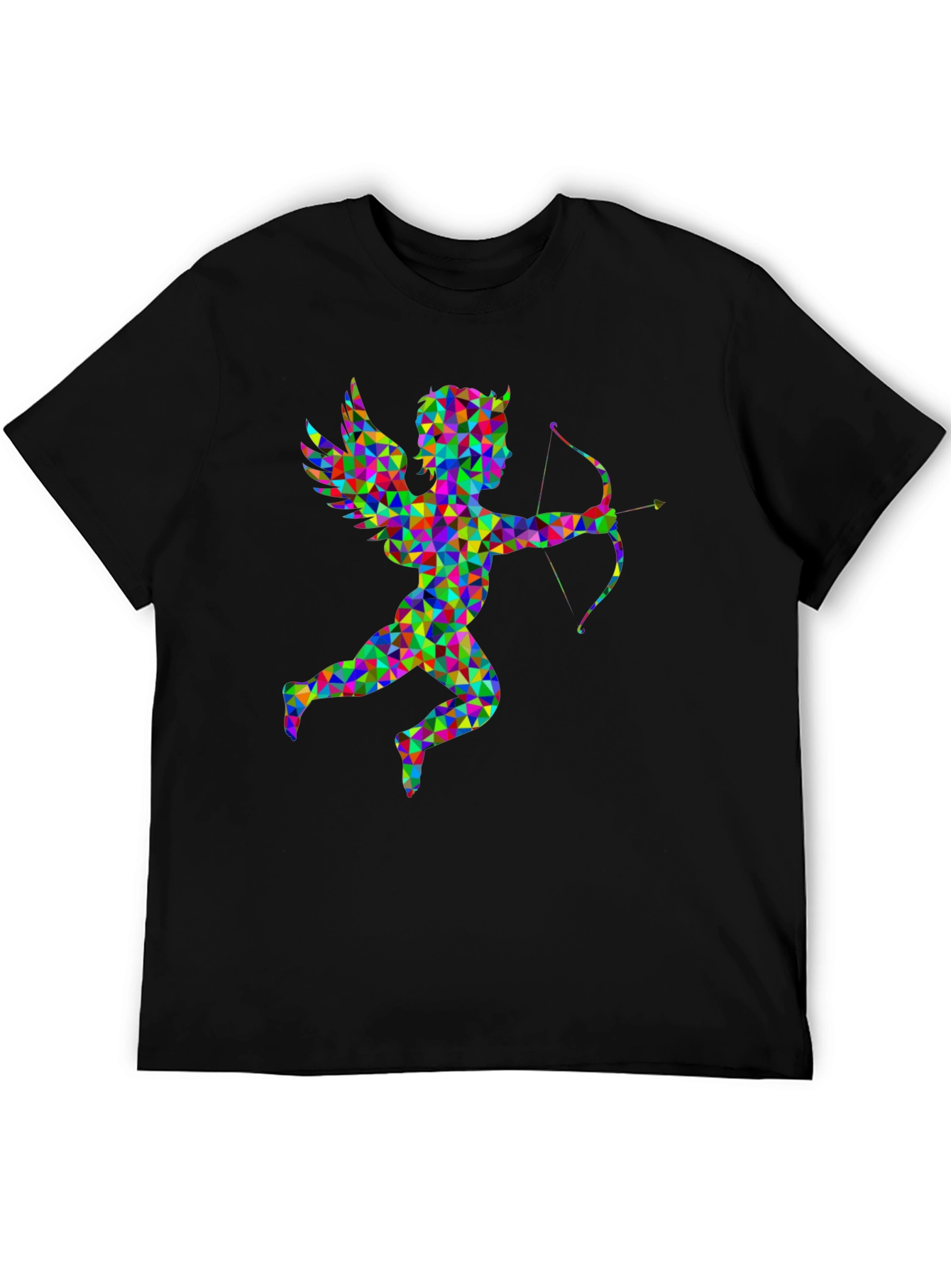 Geometric Cupid Graphic Black T-Shirt