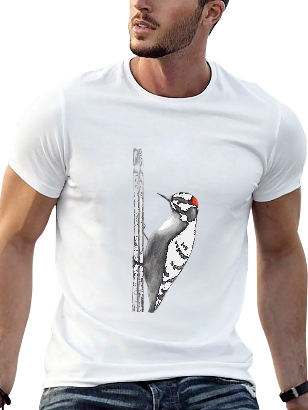 Downy Woodpecker Graphic Tee - Black