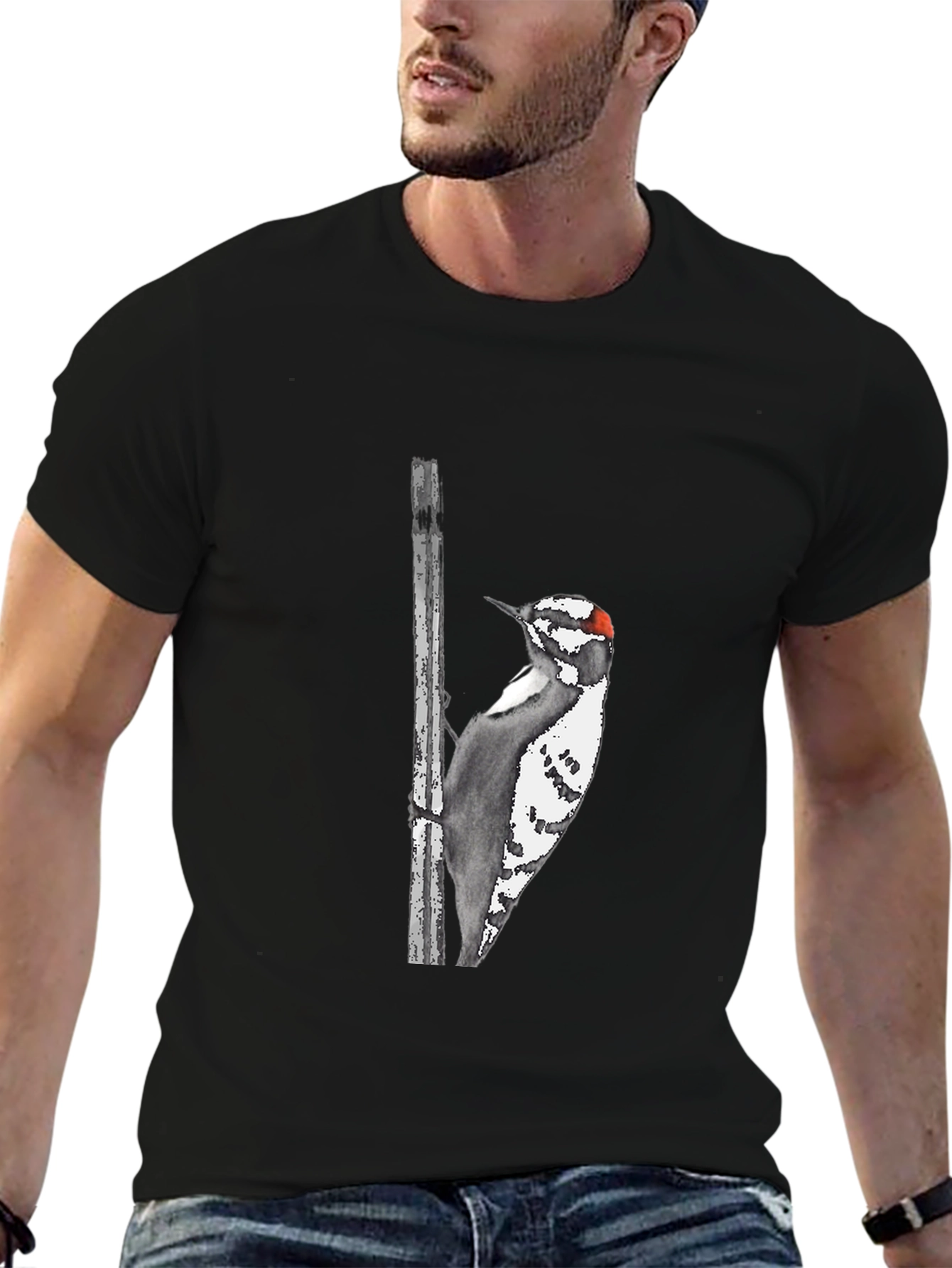 Downy Woodpecker Graphic Tee - Black