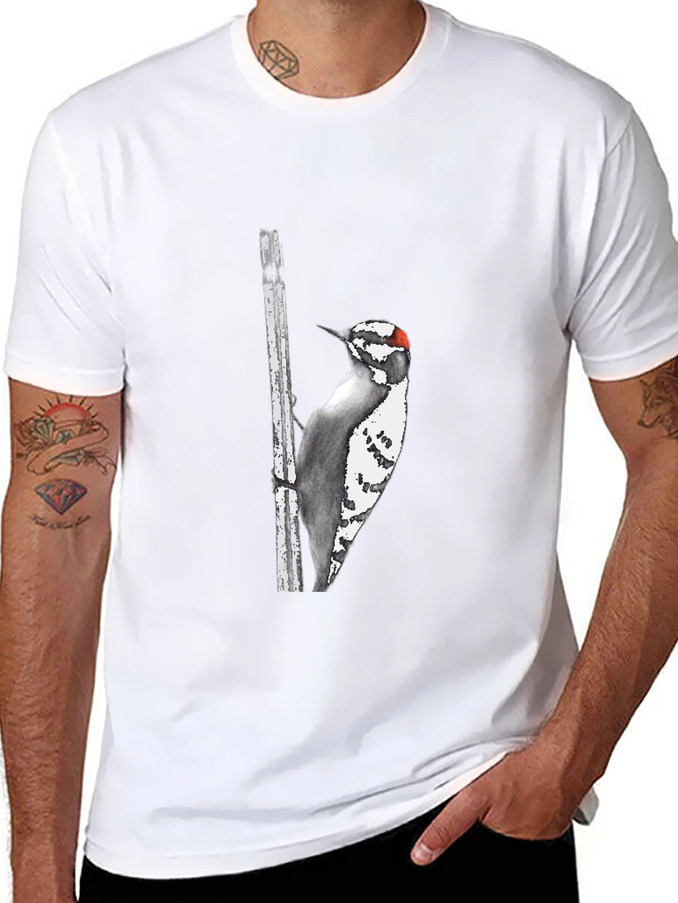 Downy Woodpecker Graphic Tee - Black