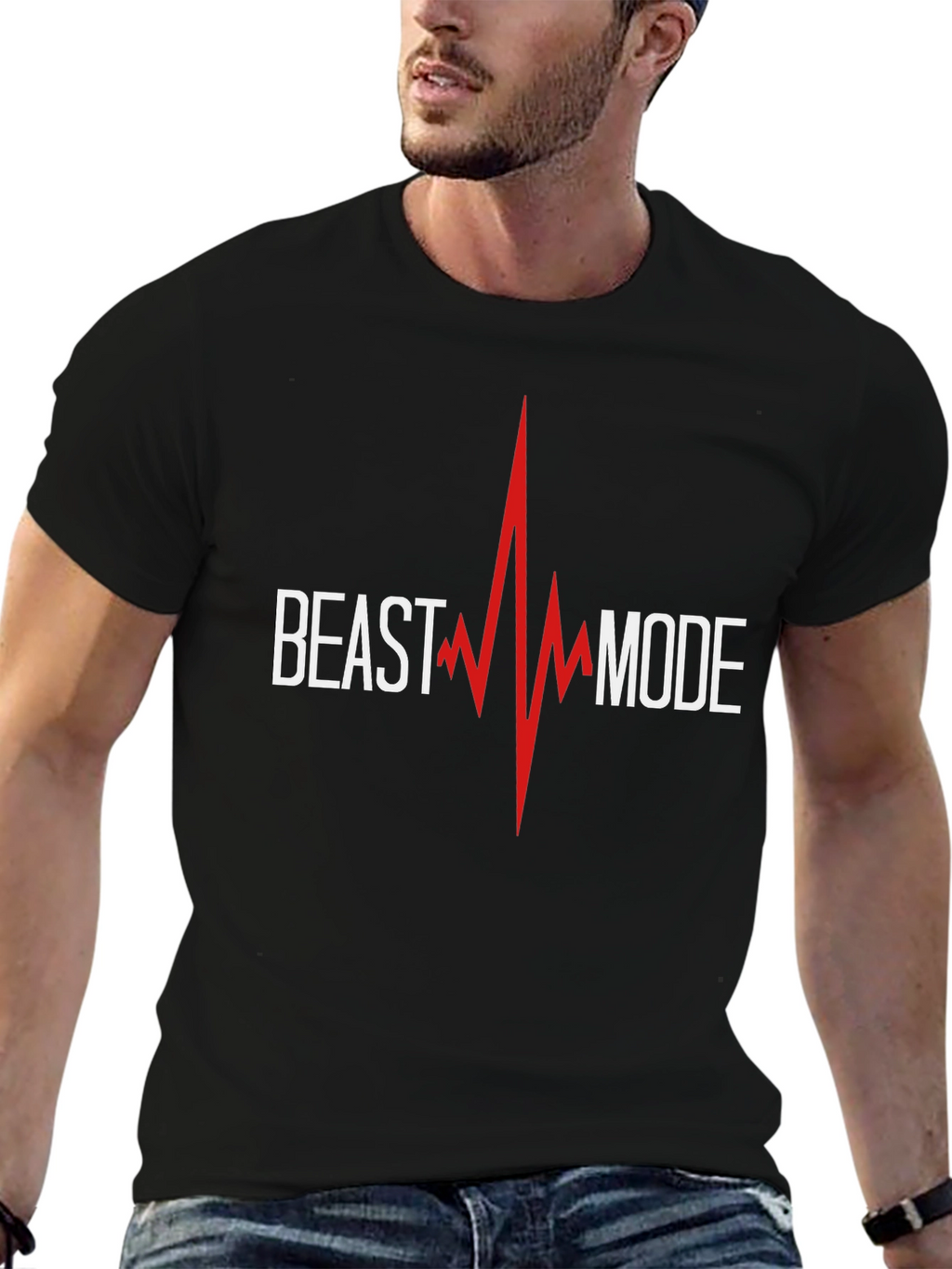 Beast Mode Graphic Print Black T-Shirt