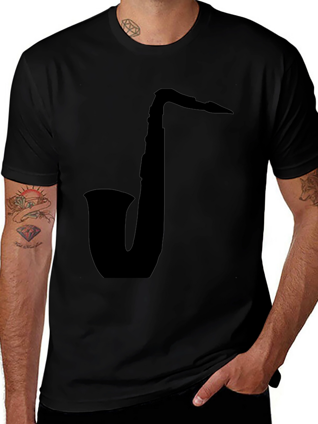 Saxophone Silhouette Black T-Shirt