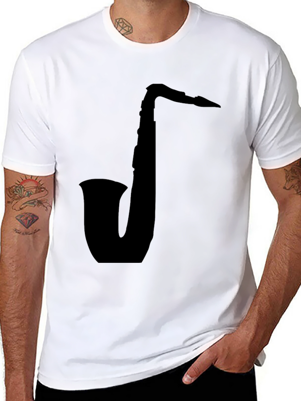 Saxophone Silhouette Black T-Shirt