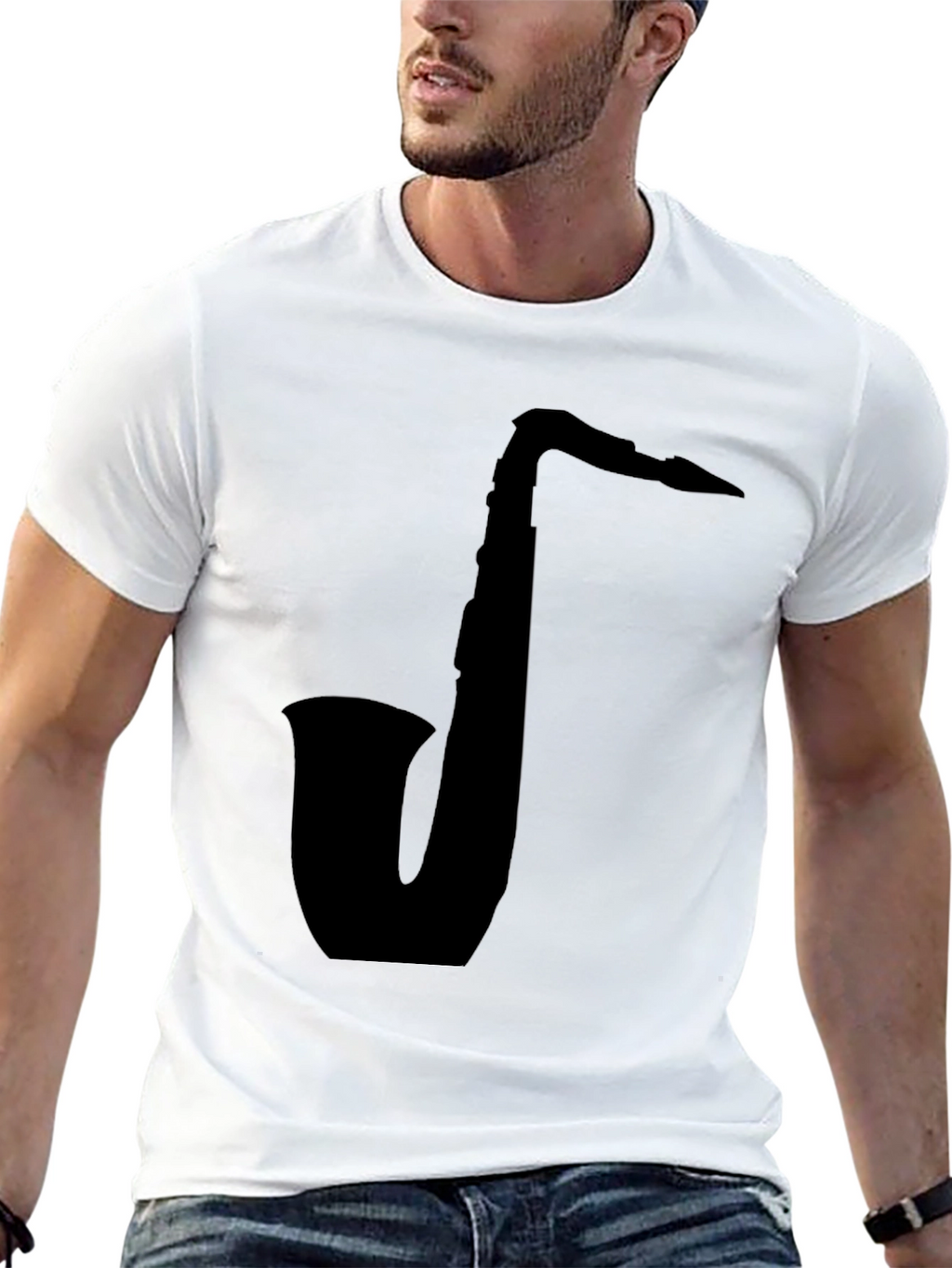 Saxophone Silhouette Black T-Shirt
