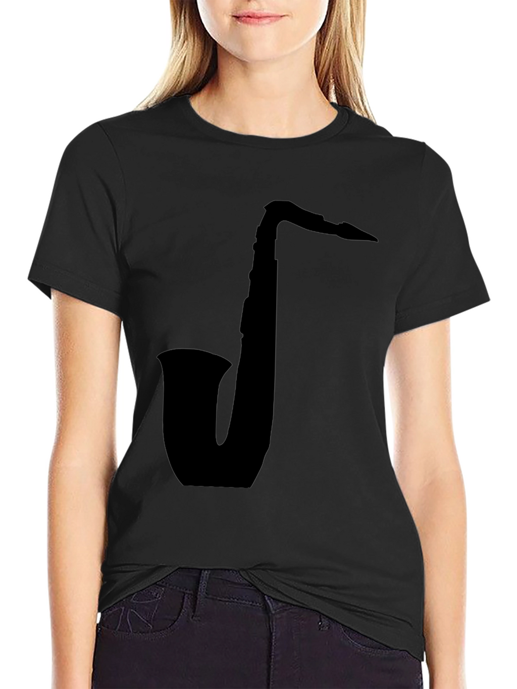 Saxophone Silhouette Black T-Shirt