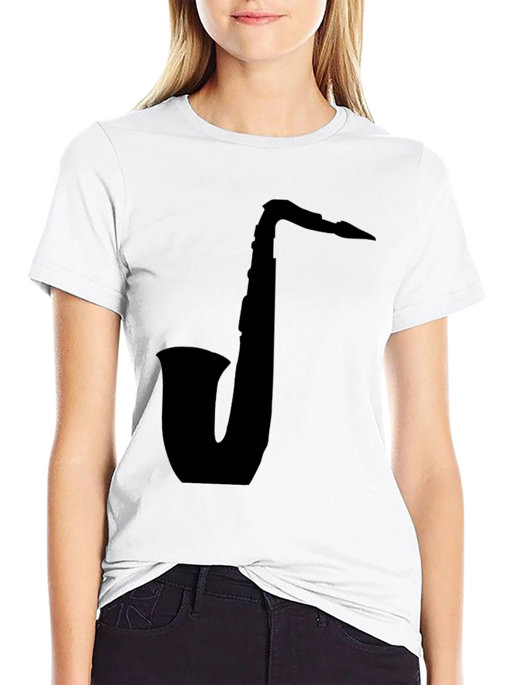 Saxophone Silhouette Black T-Shirt