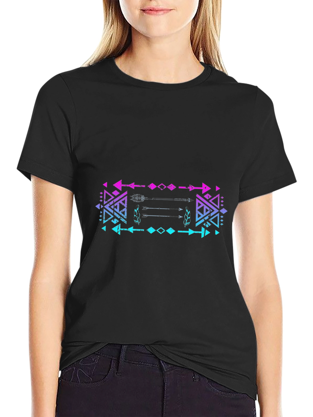Aztec Arrow T-Shirt - Black Cotton Blend