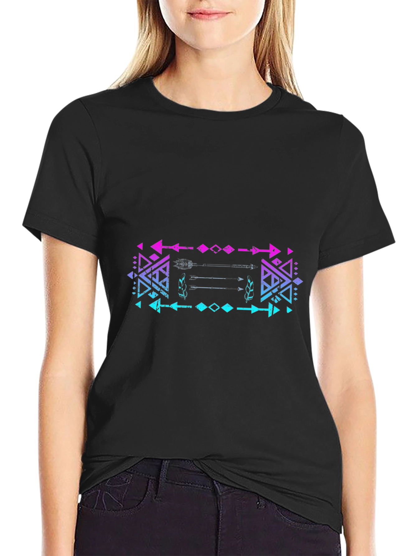 Aztec Arrow T-Shirt - Black Cotton Blend