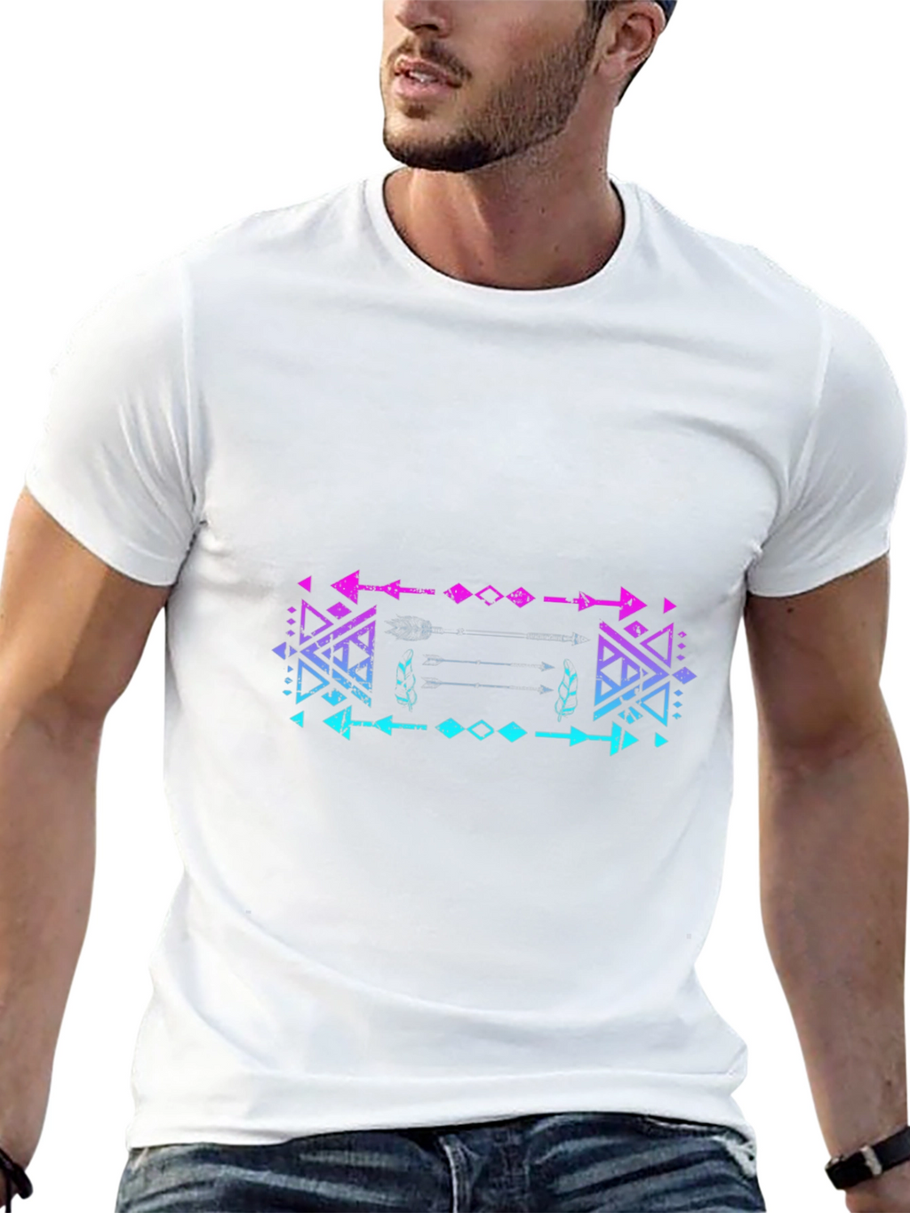 Aztec Arrow T-Shirt - Black Cotton Blend