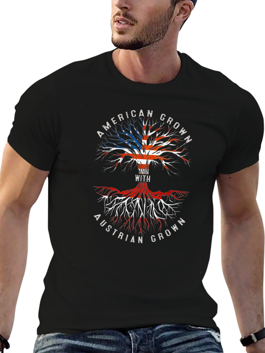American Austrian Roots Tree Graphic T-Shirt