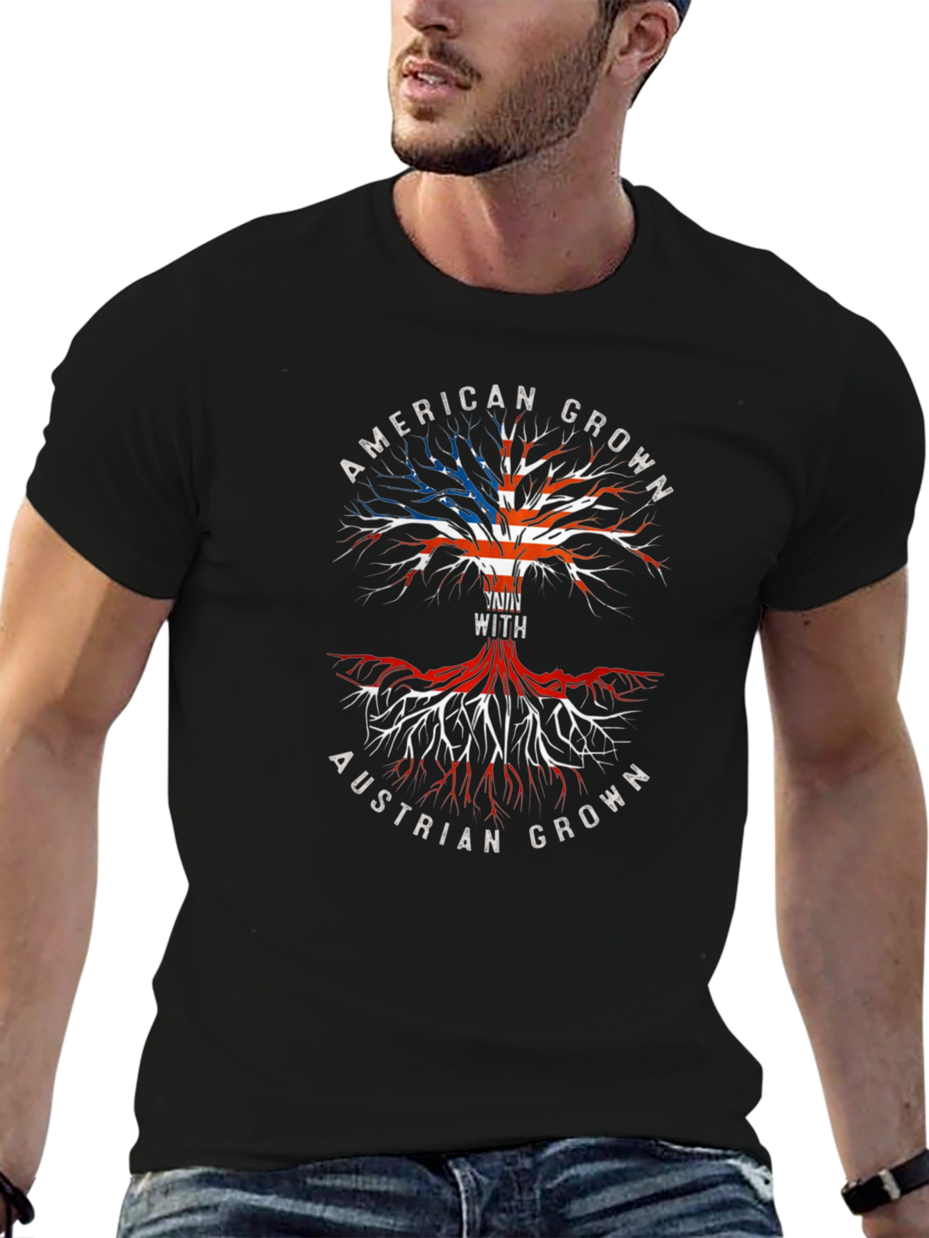 American Austrian Roots Tree Graphic T-Shirt