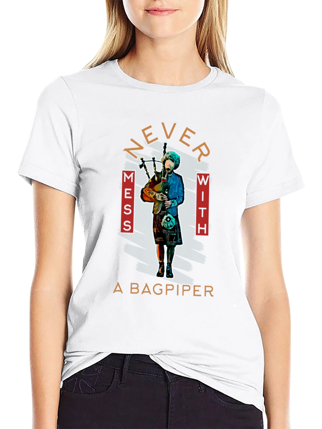 Never Mess with A Bagpiper Graphic Tee