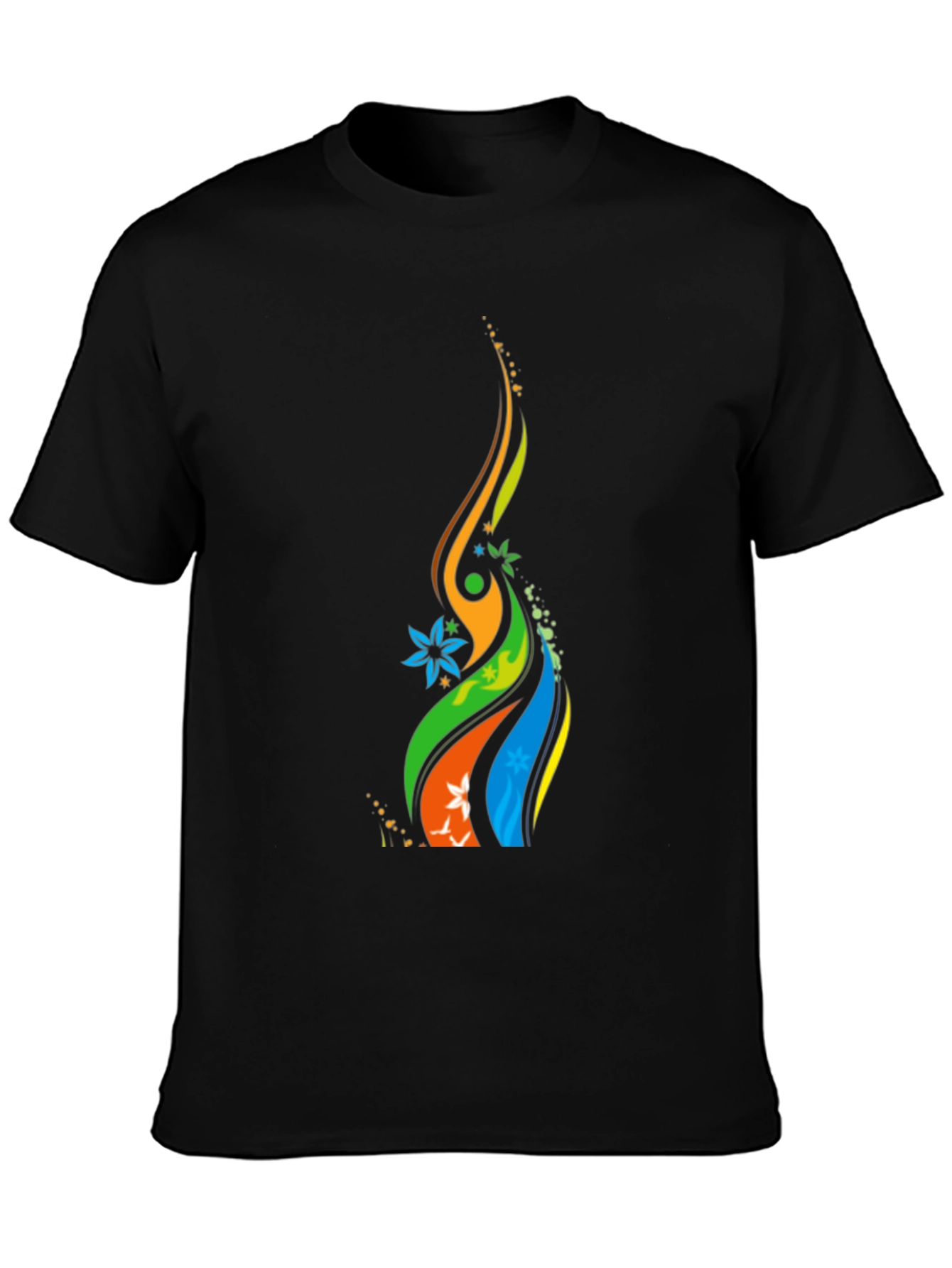 Vibrant Abstract Graphic Black T-Shirt