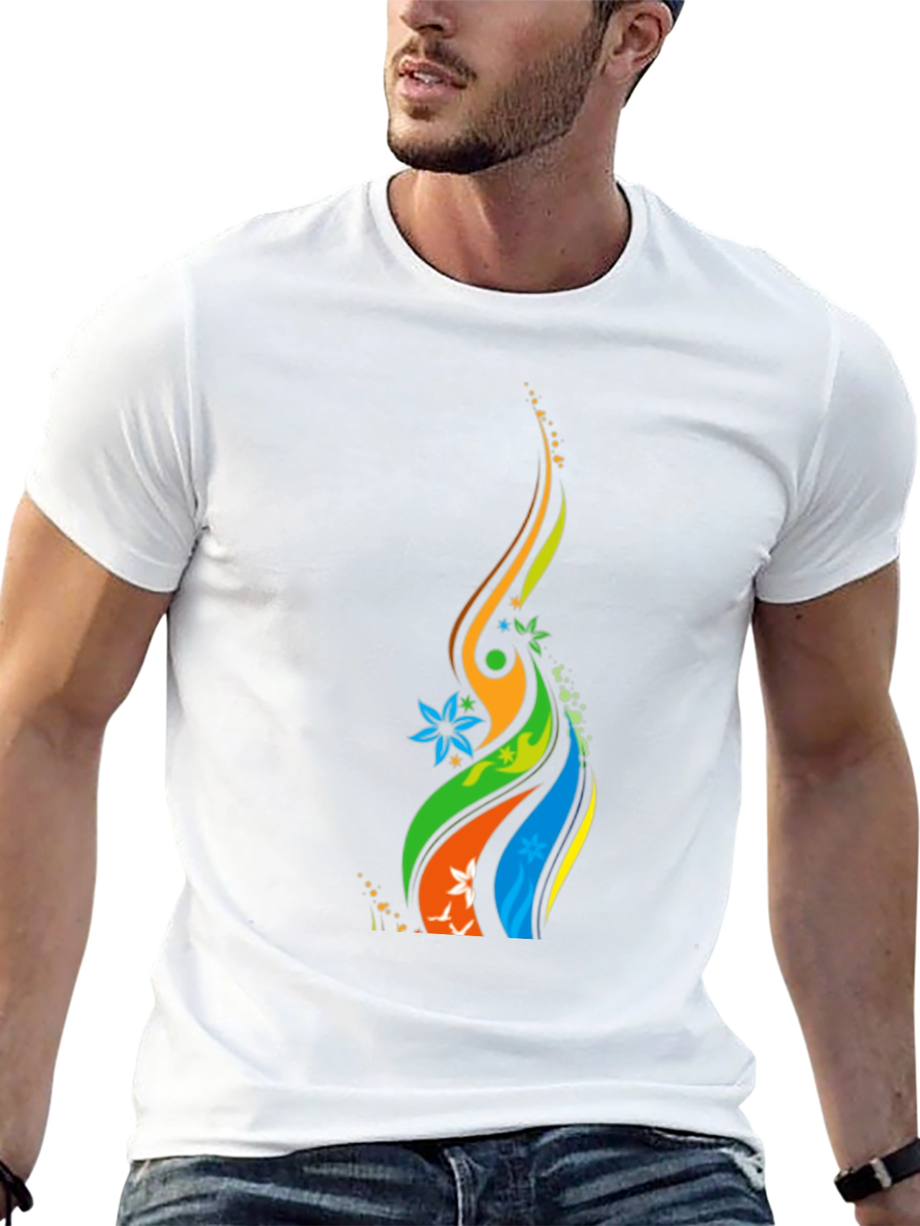 Vibrant Abstract Graphic Black T-Shirt