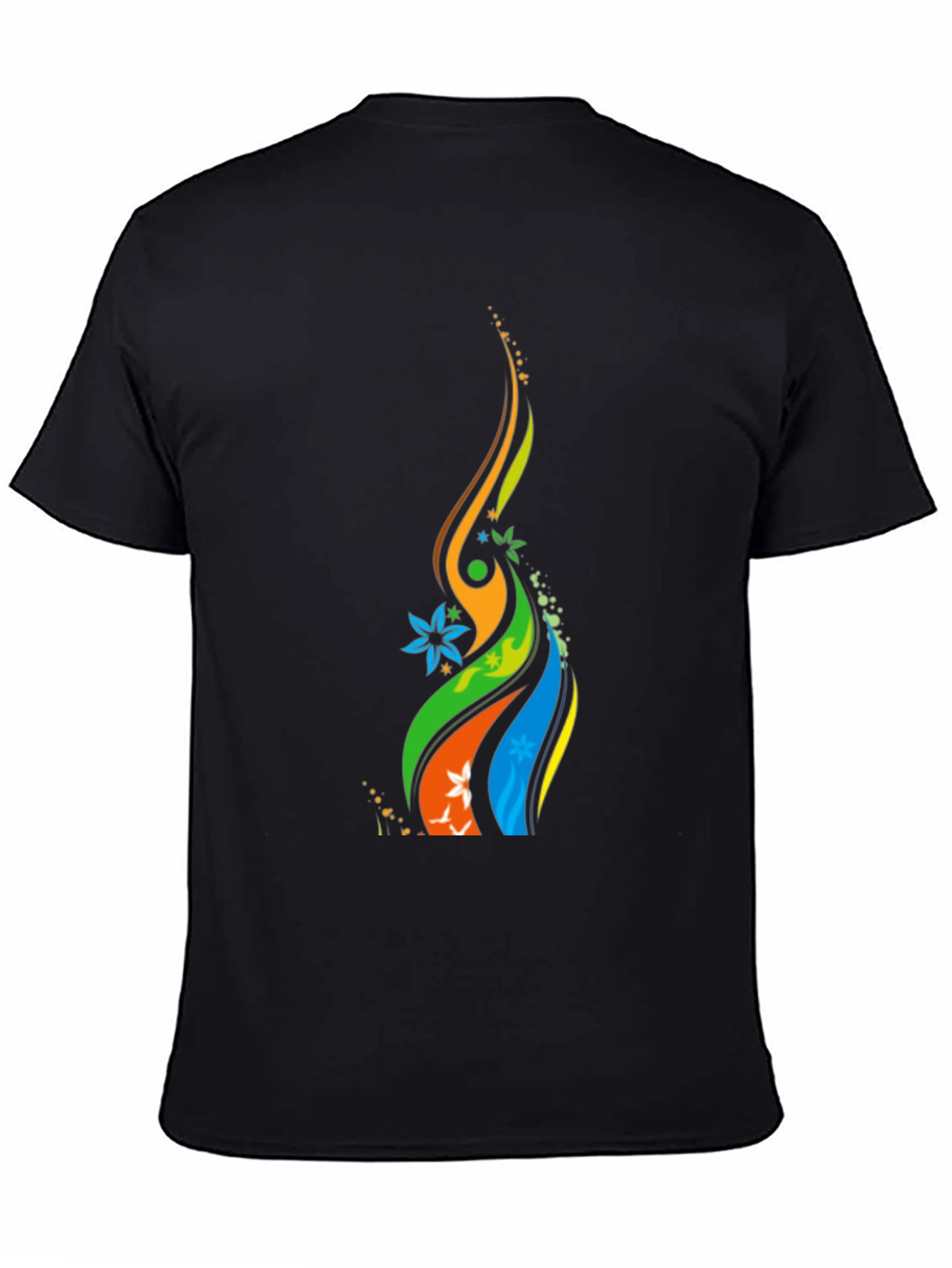 Vibrant Abstract Graphic Black T-Shirt