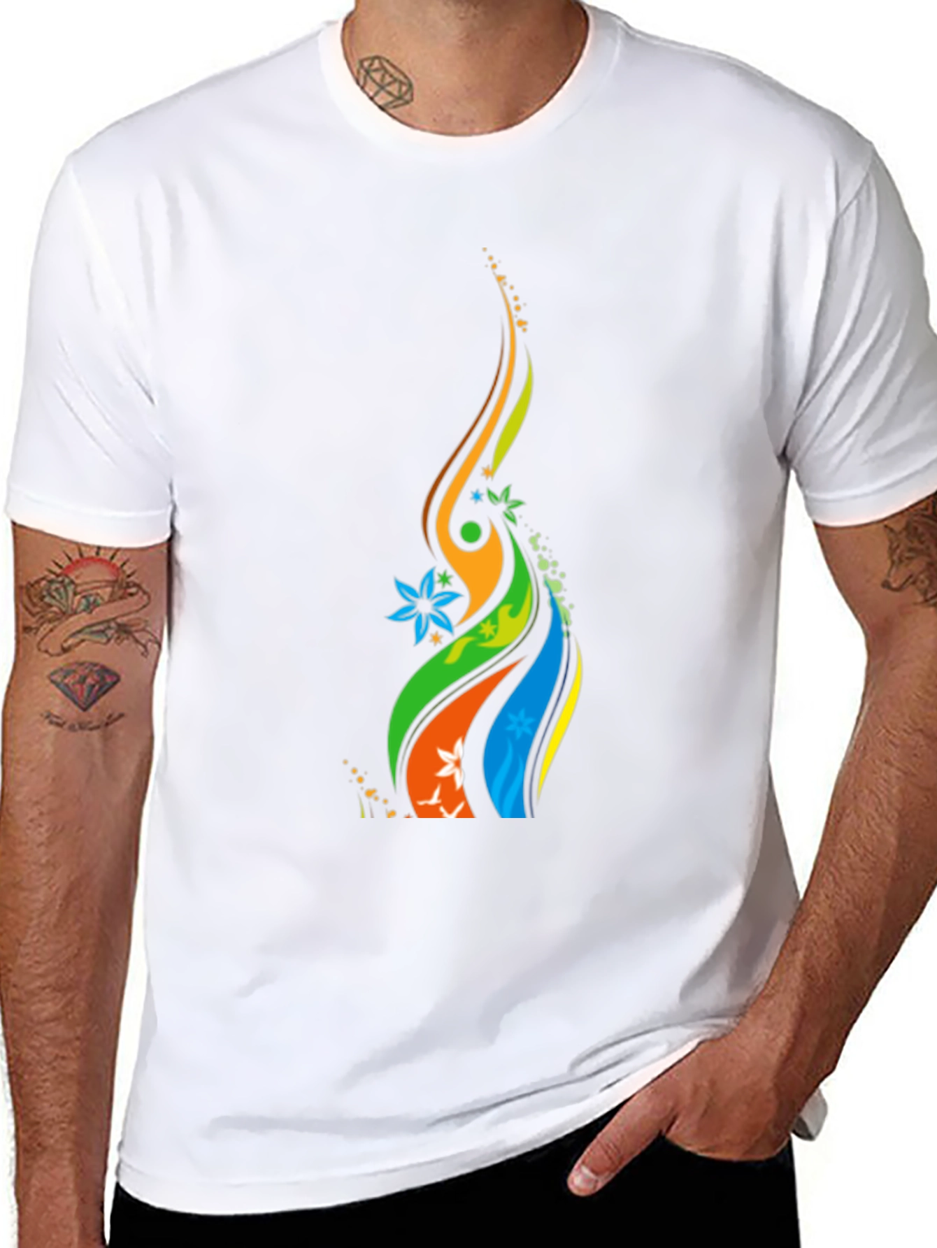 Vibrant Abstract Graphic Black T-Shirt