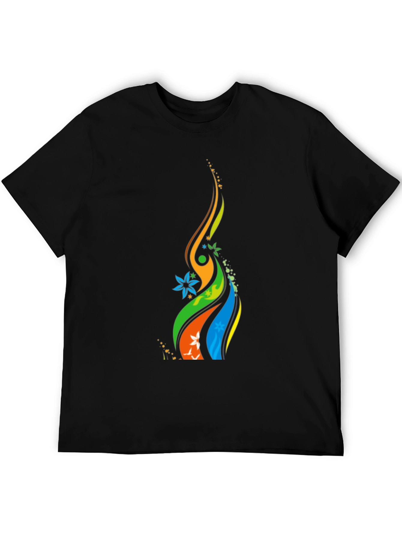 Vibrant Abstract Graphic Black T-Shirt