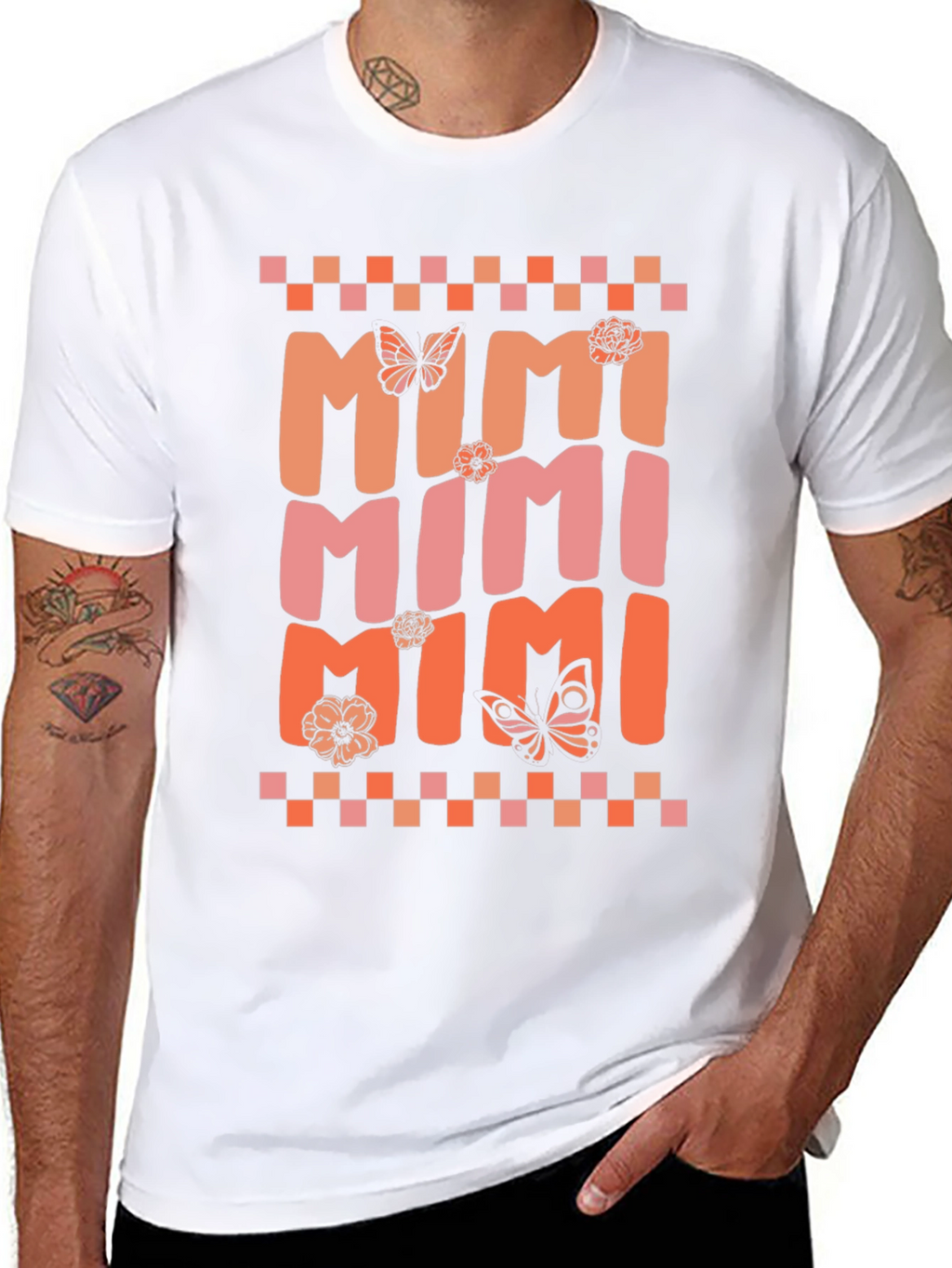 MIMI Graphic Tee with Butterflies and Flowers