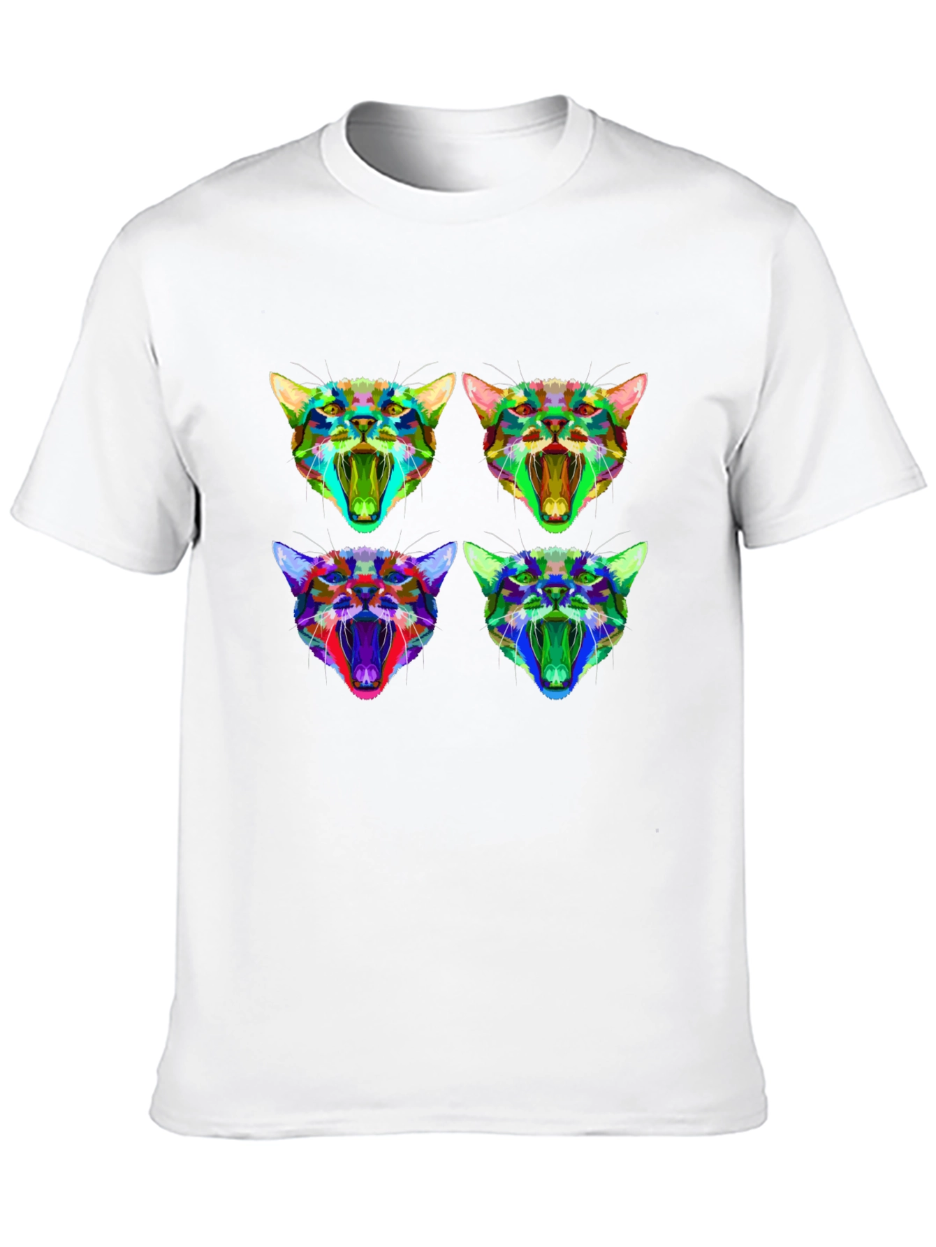 Abstract Geometric Cat Head Graphic T-Shirt