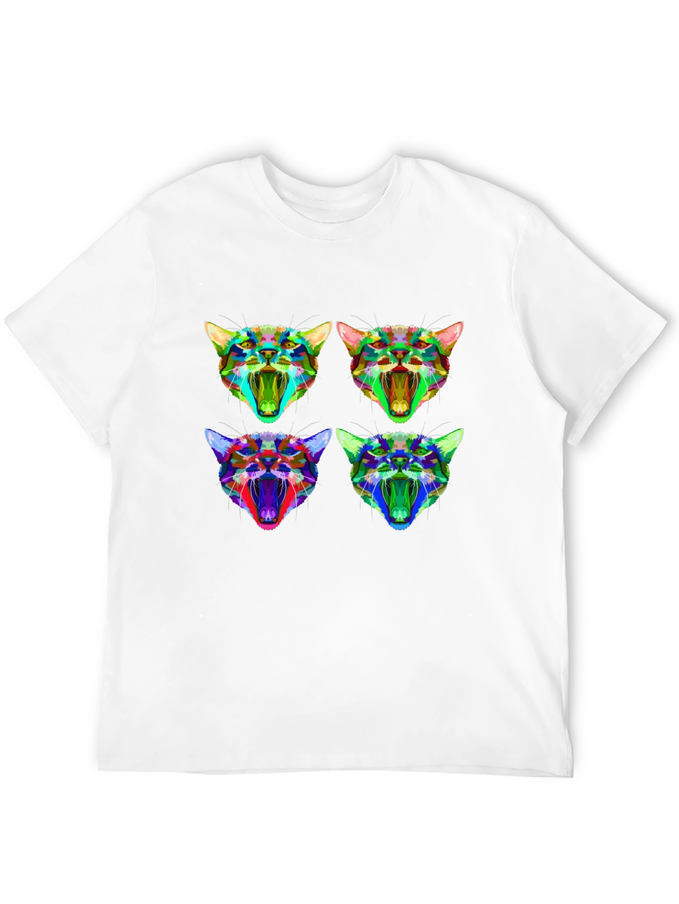Abstract Geometric Cat Head Graphic T-Shirt