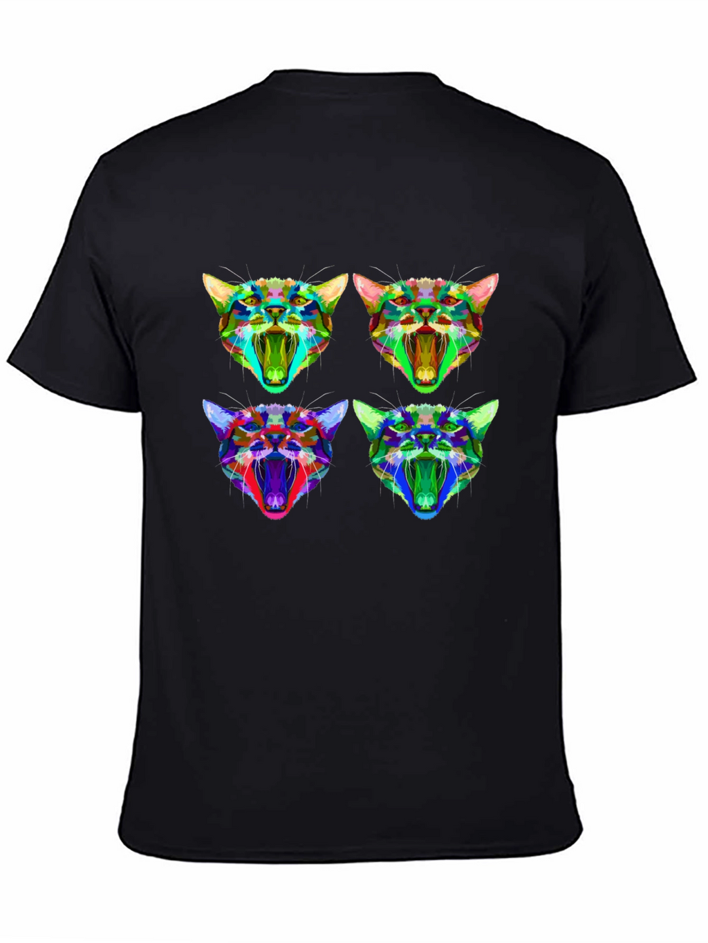Abstract Geometric Cat Head Graphic T-Shirt