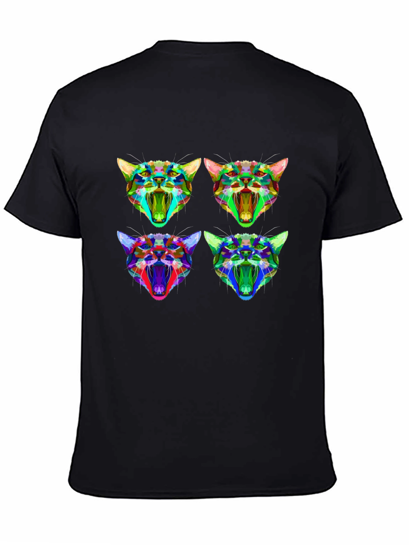 Abstract Geometric Cat Head Graphic T-Shirt