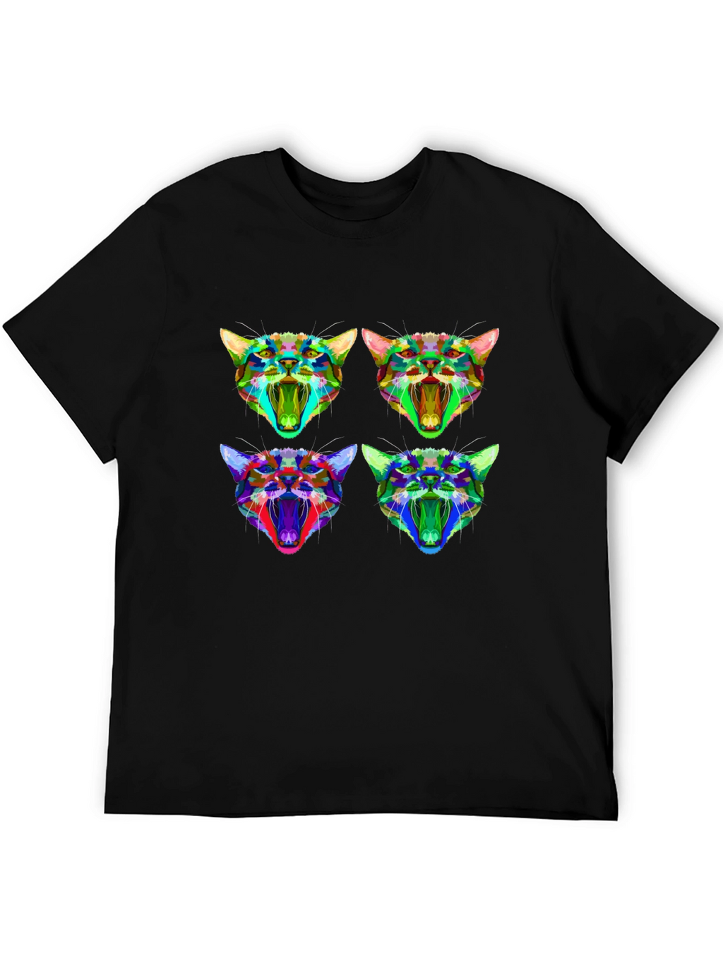 Abstract Geometric Cat Head Graphic T-Shirt