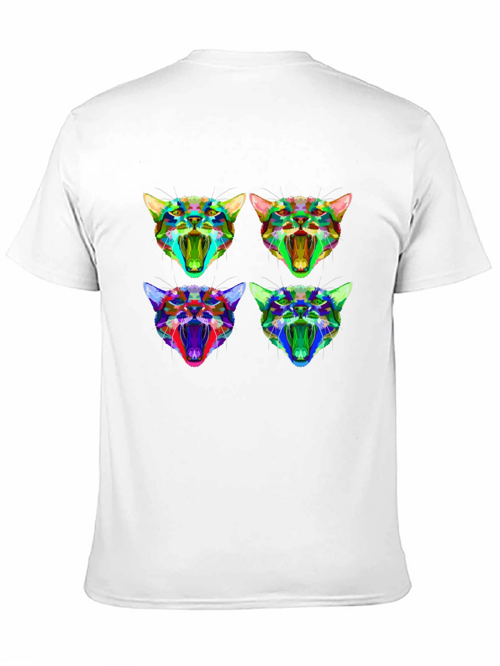 Abstract Geometric Cat Head Graphic T-Shirt