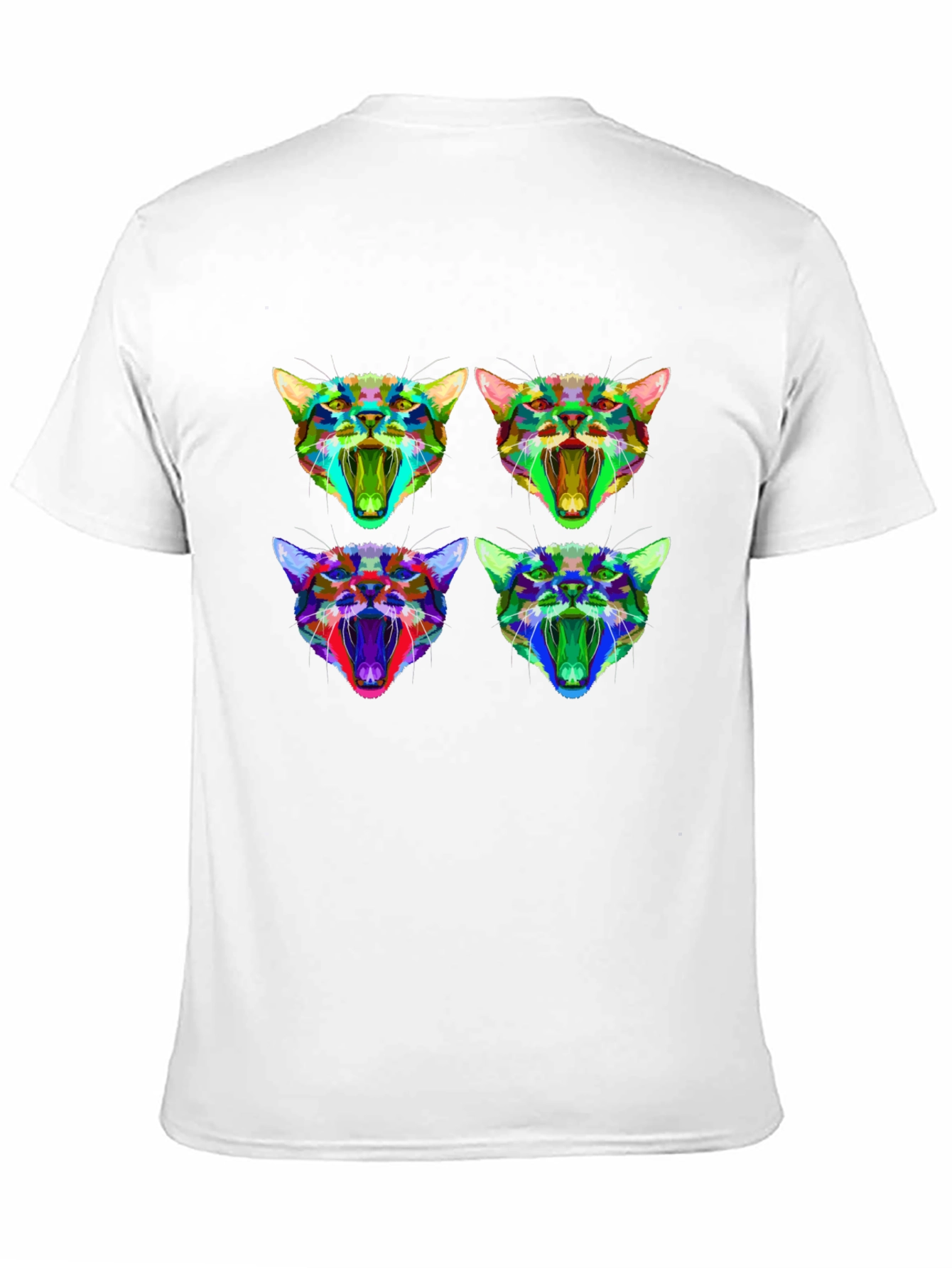 Abstract Geometric Cat Head Graphic T-Shirt