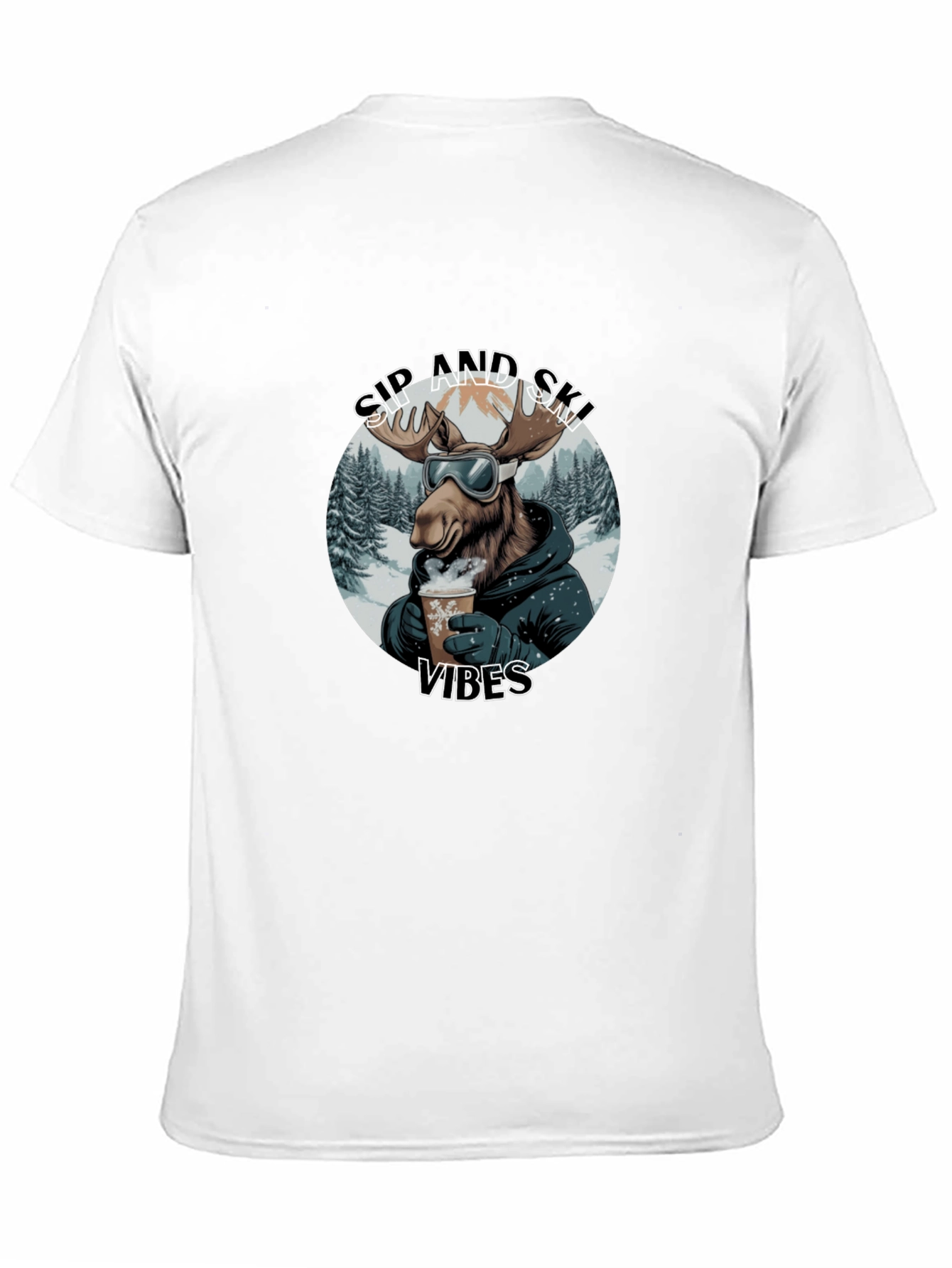 Sip and Ski Vibes Black T-Shirt