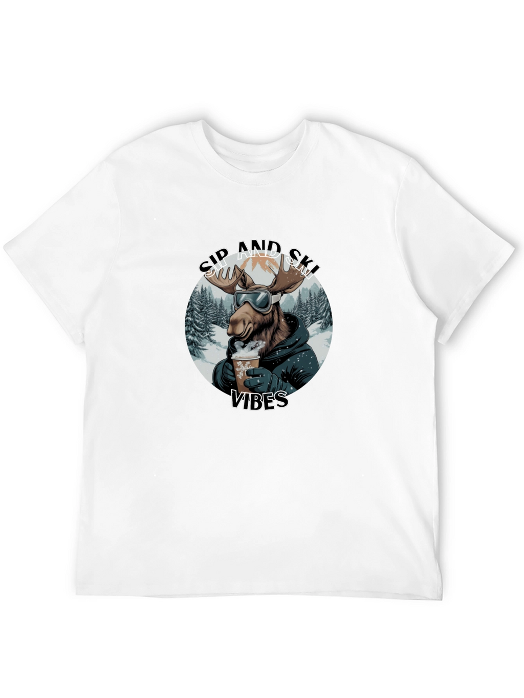 Sip and Ski Vibes Black T-Shirt