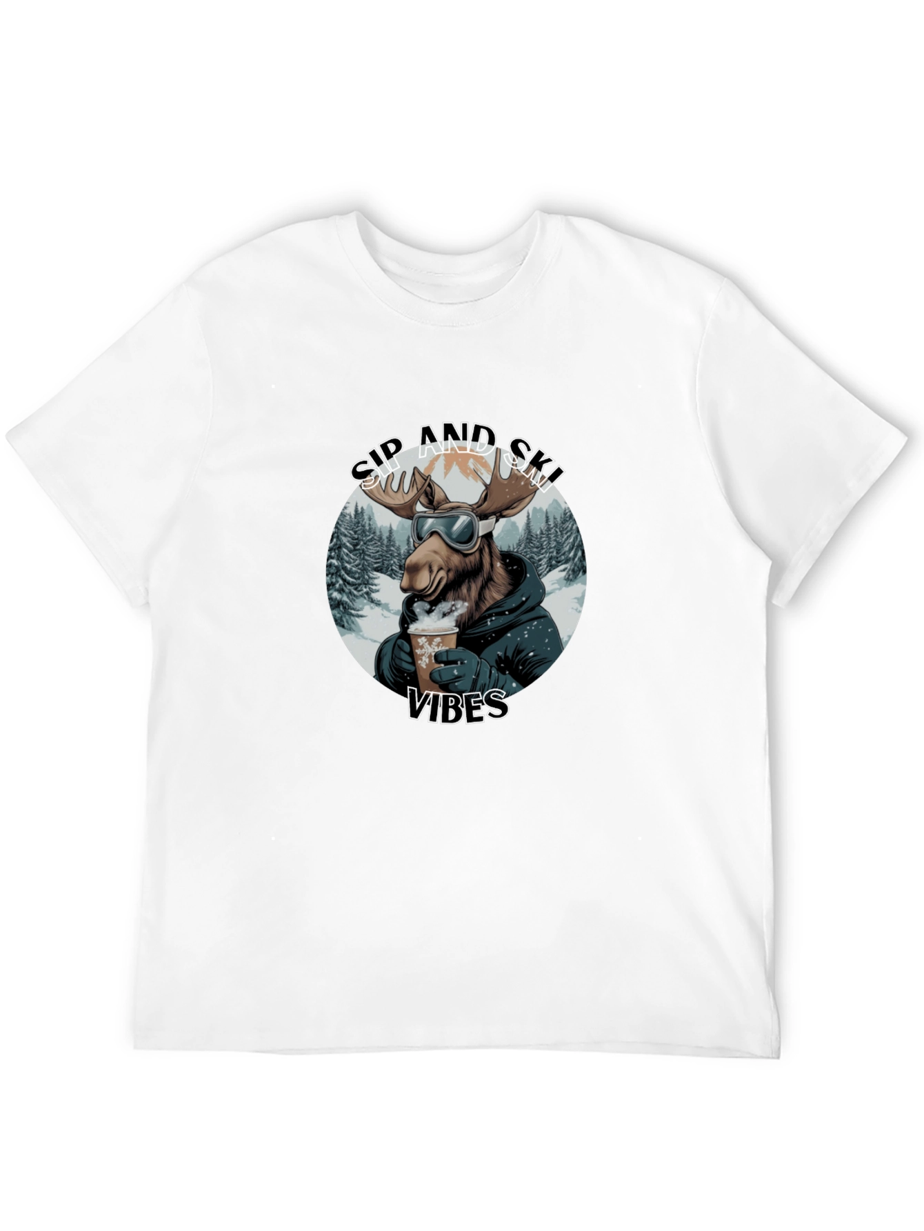 Sip and Ski Vibes Black T-Shirt
