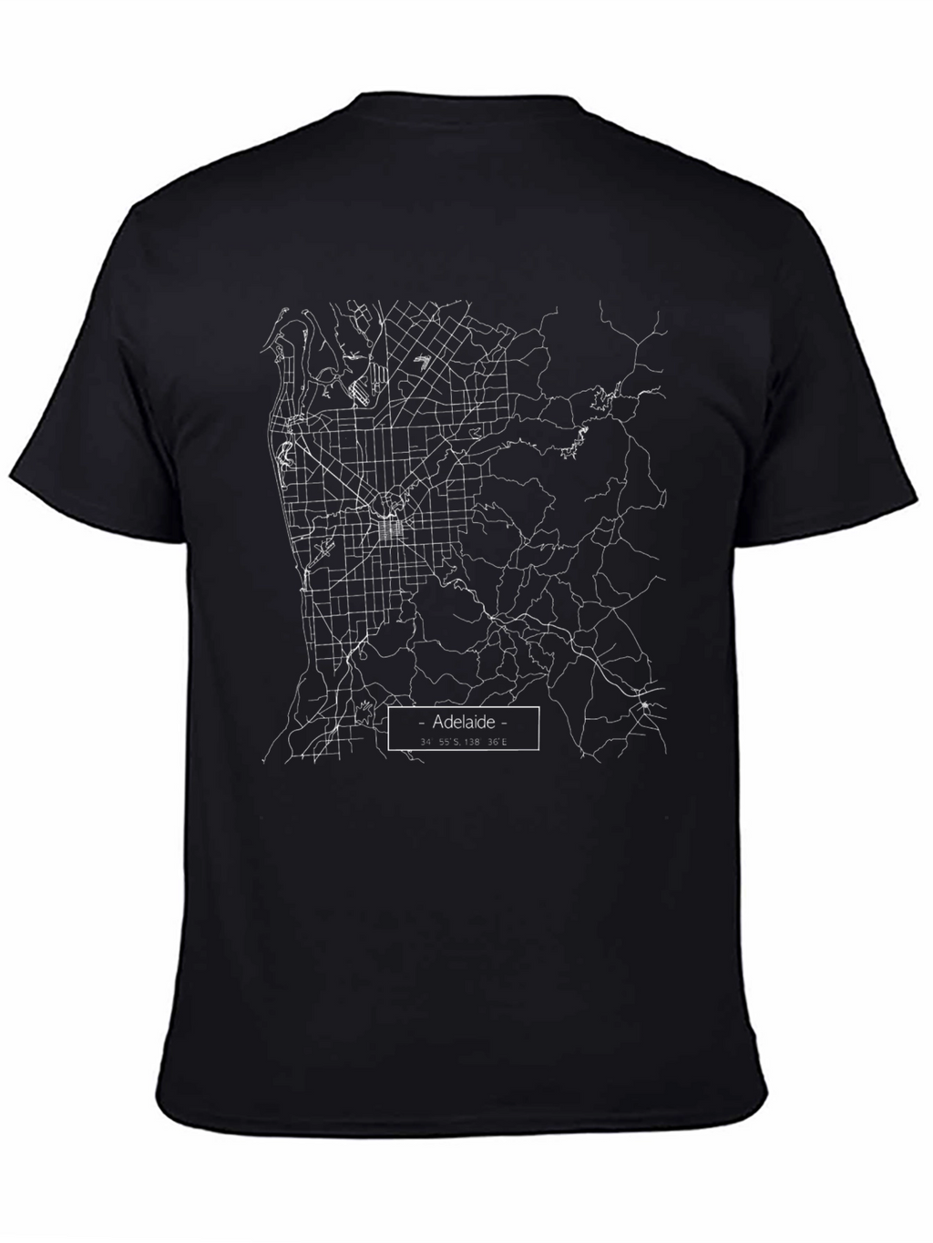 Adelaide City Map Tee - Black Graphic T-Shirt