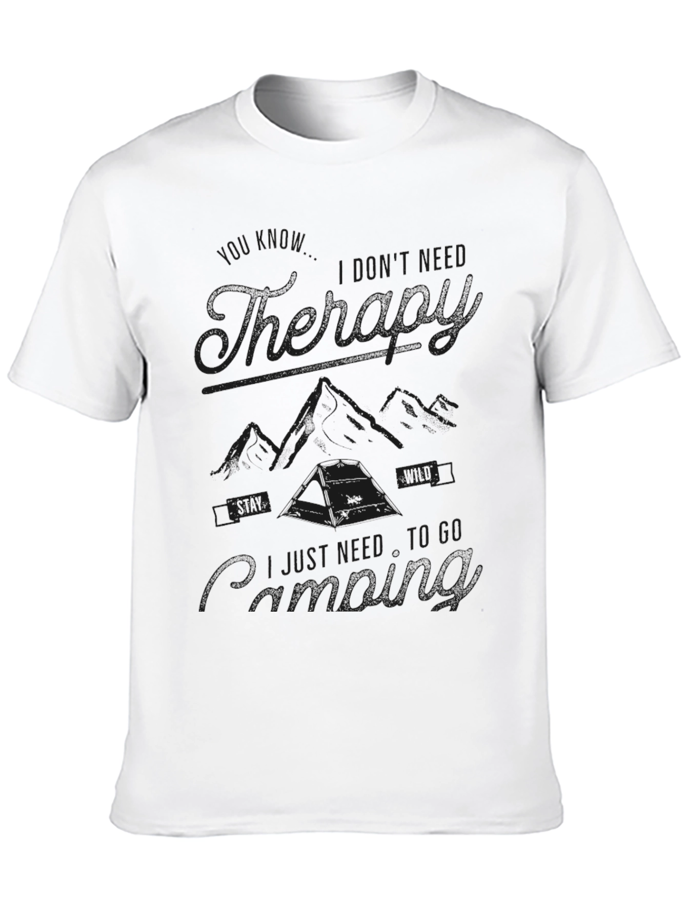 Camping Therapy Black T-Shirt