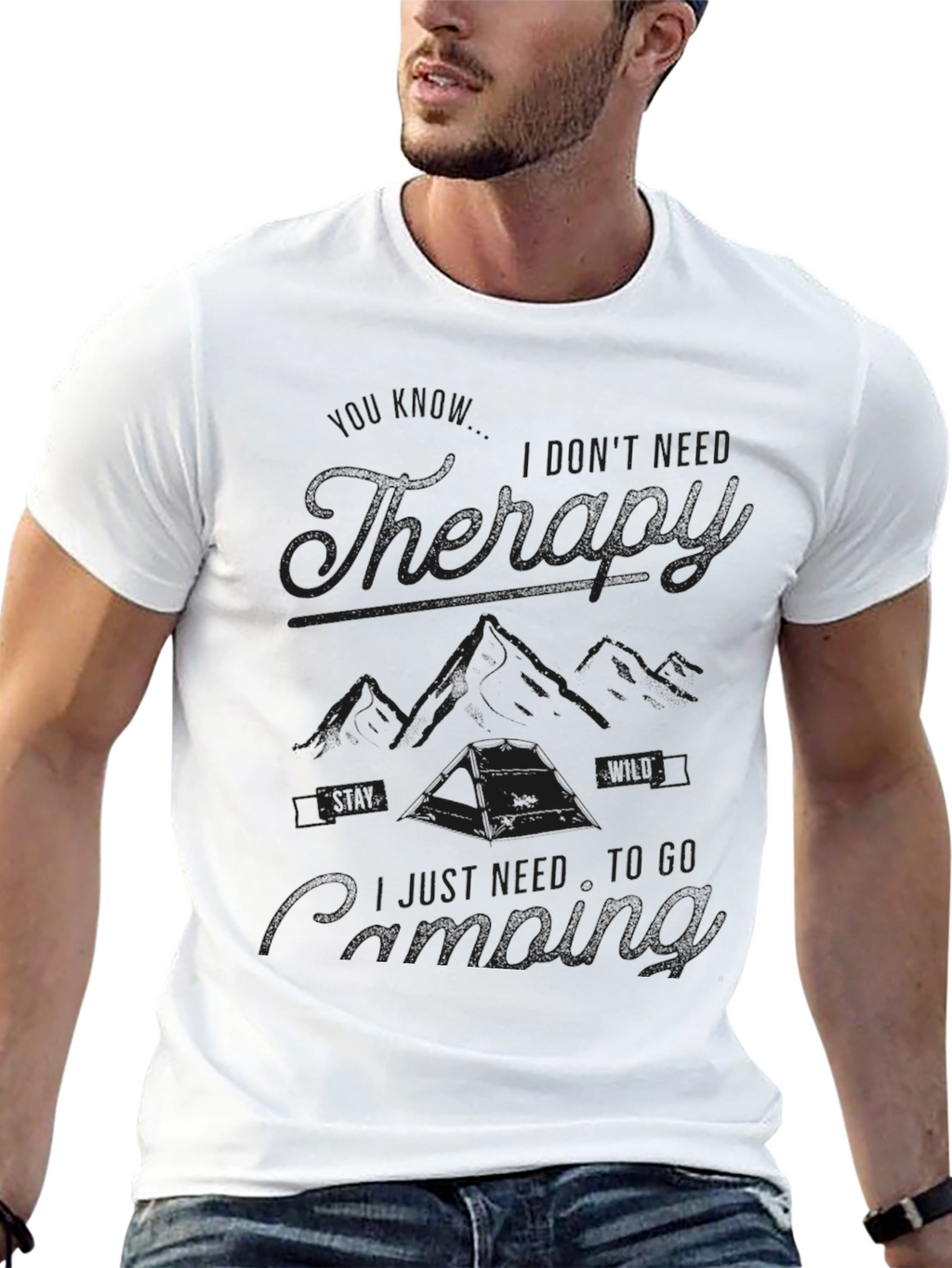 Camping Therapy Black T-Shirt